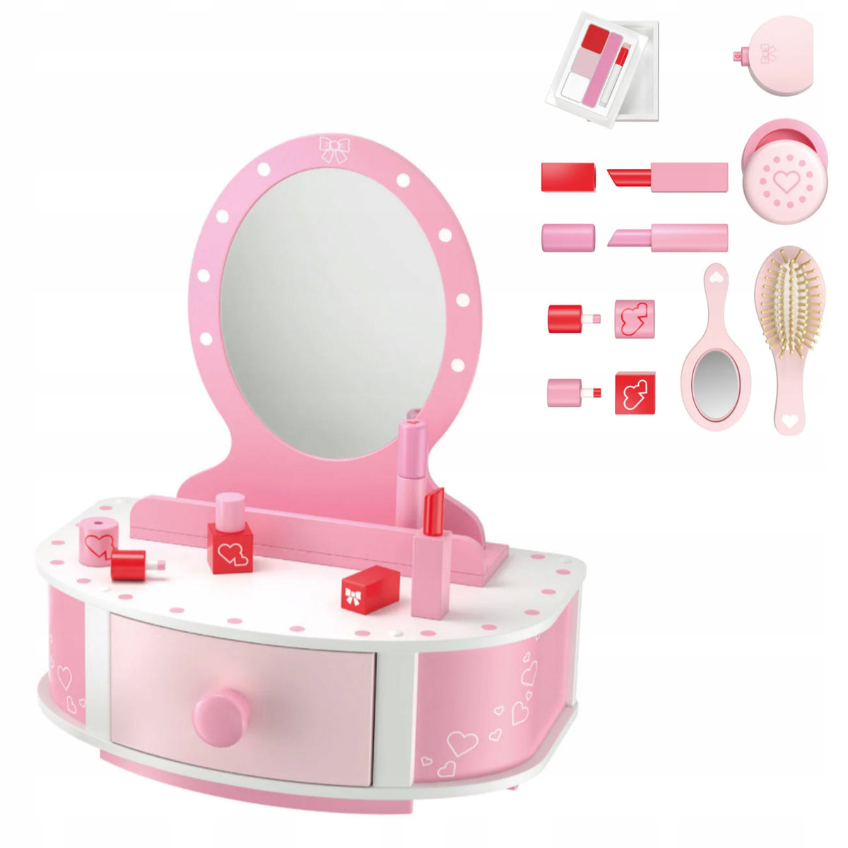 Dressing table with mirror for children accessories make-up WOOD