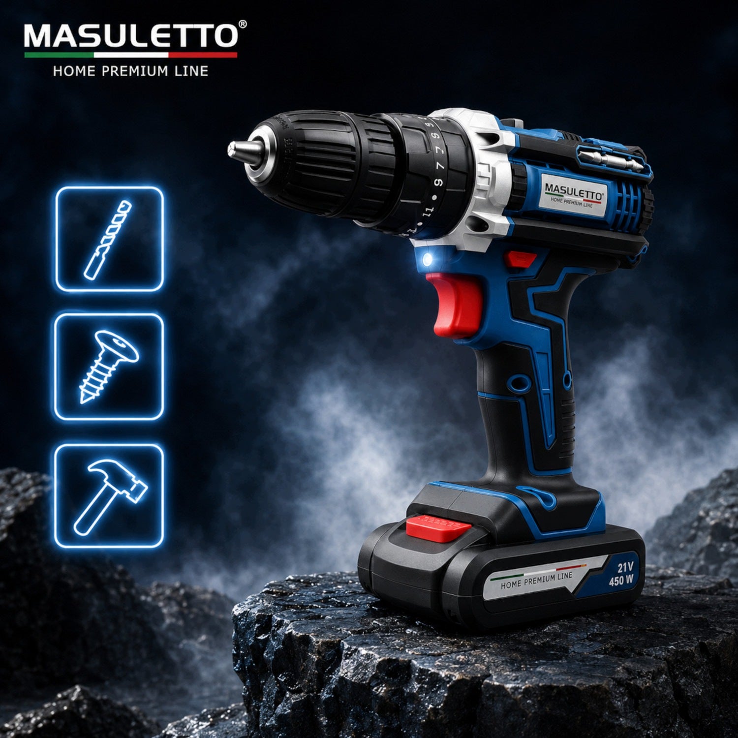 Drill Impact Screwdriver POWERFUL 21V Cordless 2xAKU LARGE SET 31 el Packaging status original