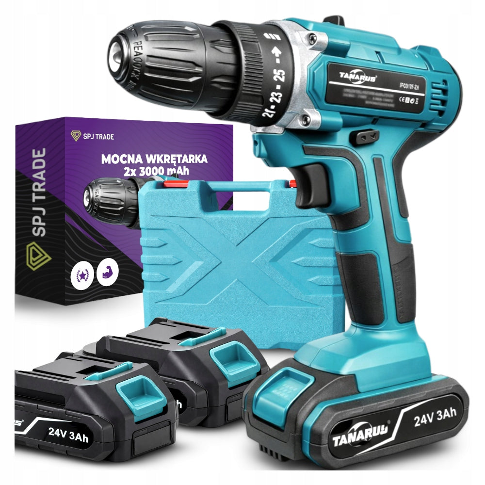 Drill Screwdriver CORDLESS SUITCASE 2x RECHARGEABLE 24V 3.0Ah SUITCASE