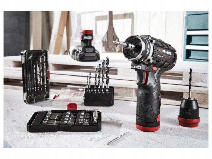 Drill brushless screwdriver Parkside PBSPA 12V 2ah x2 + charger Packaging status original