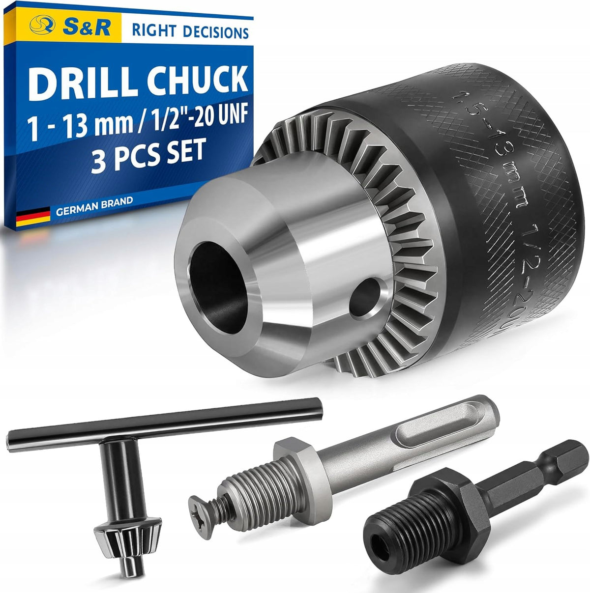 Drill chuck for drill adapters SDS Plus and HEX wrench 1,5-13 mm S&R