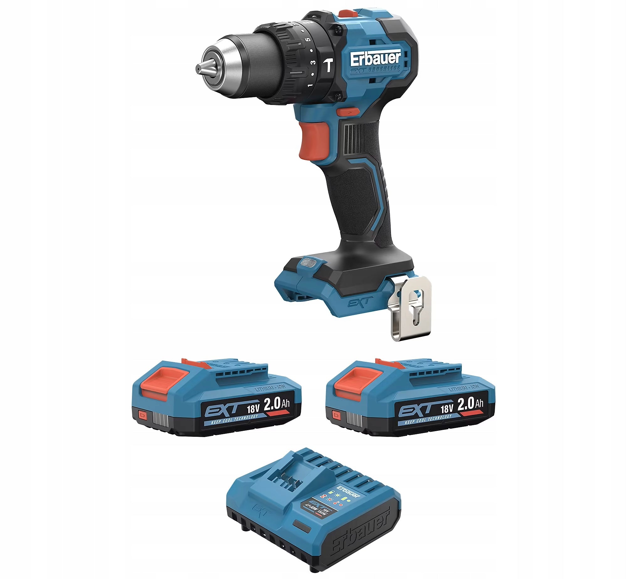 Drill/driver Erbauer G2 ERI1092COM 18V STROKE + 2x AKU 2.0 + LOADER