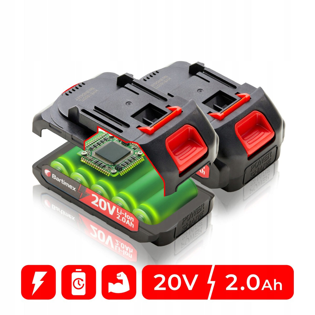 Drilling Machine 20V 2 Batteries 2,0Ah Bits Drill Bits Suitcase SET Manufacturer code BT-CD-20K