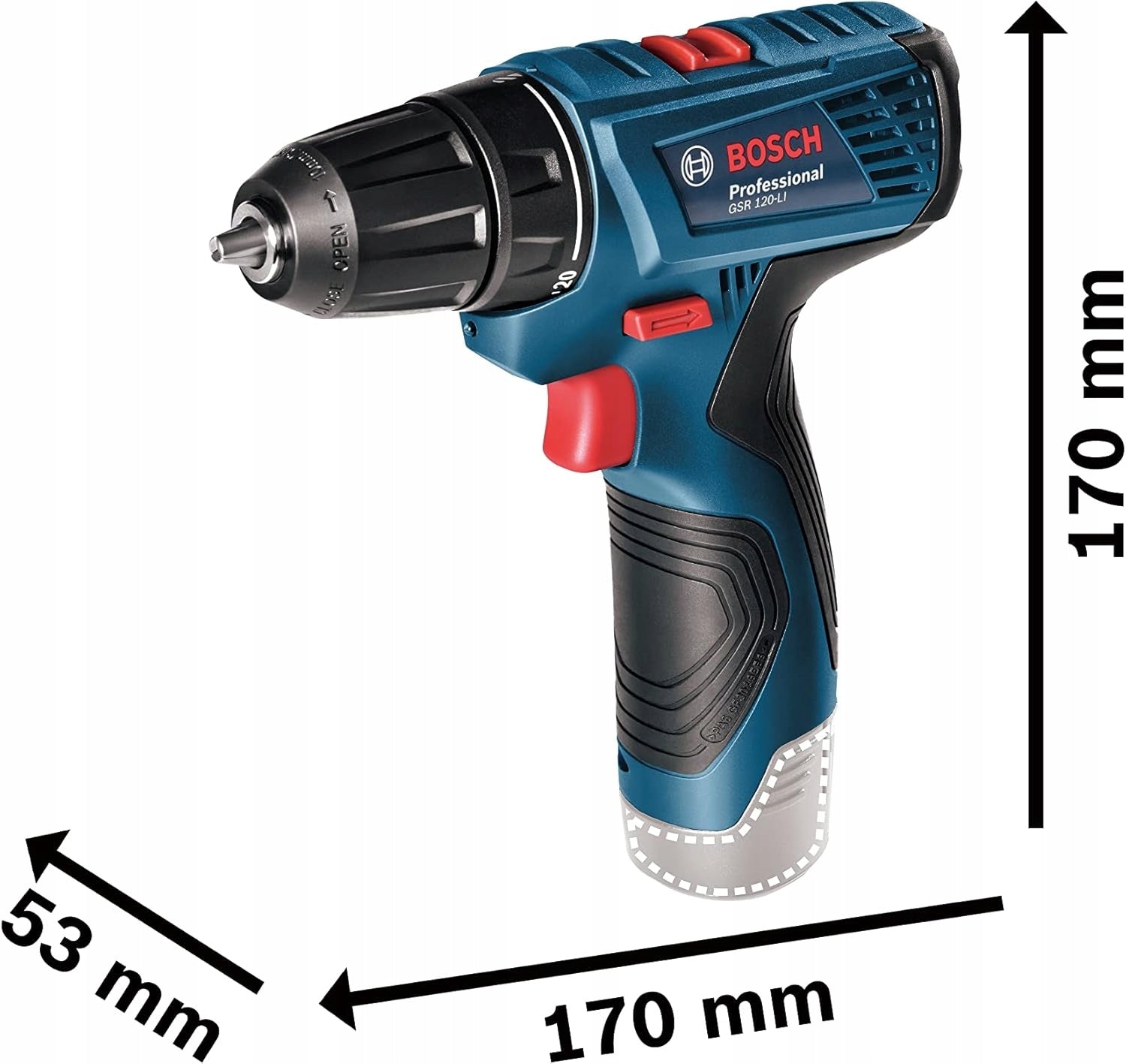 Drilling machine Bosch GSR 120LI 12V 2x battery 2 Ah Charger Case Manufacturer code 06019G8000