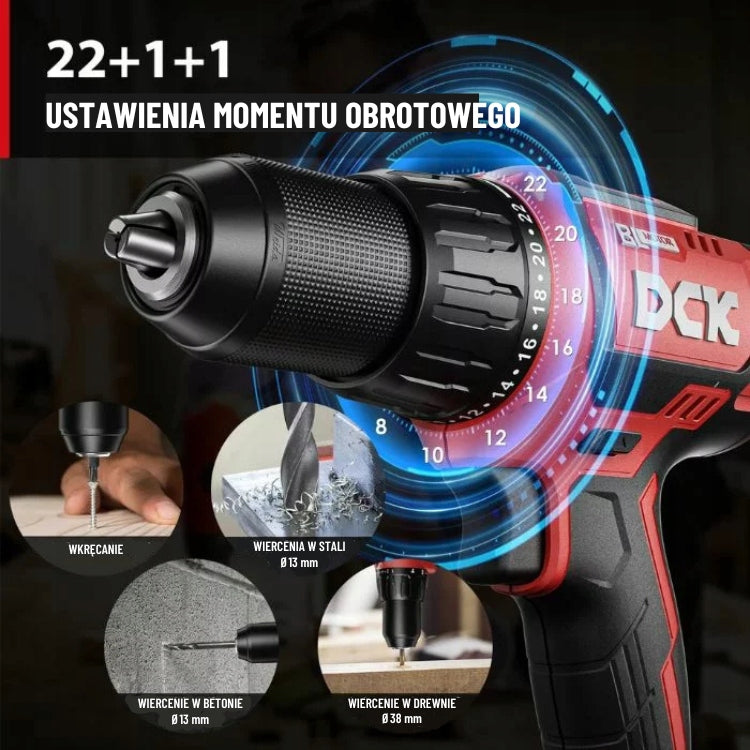 Drilling machine DCK 20V cordless screwdriver + SUITCASE Packaging status original