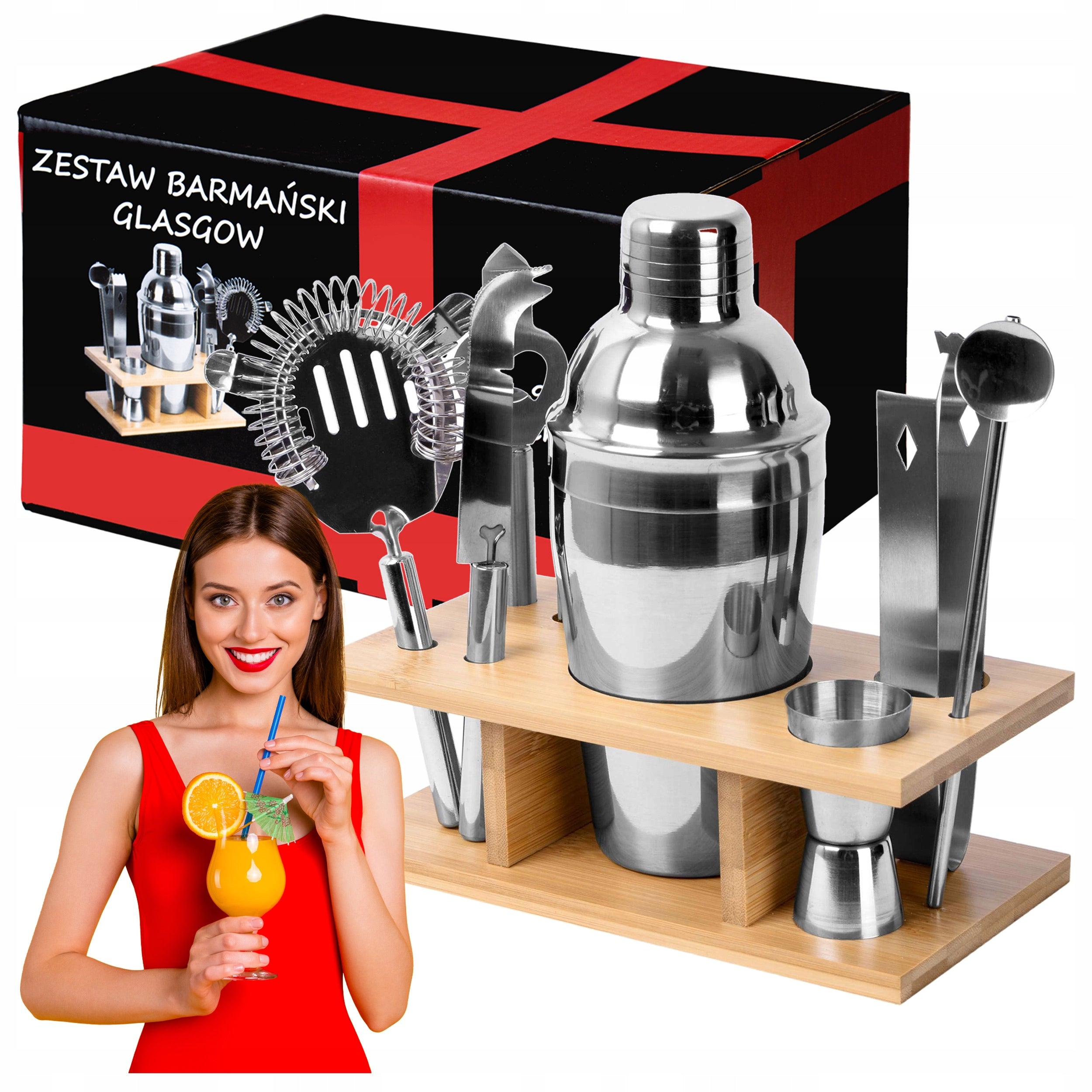 Drink Bartending Set Professional Gift Shaker 9 Elements