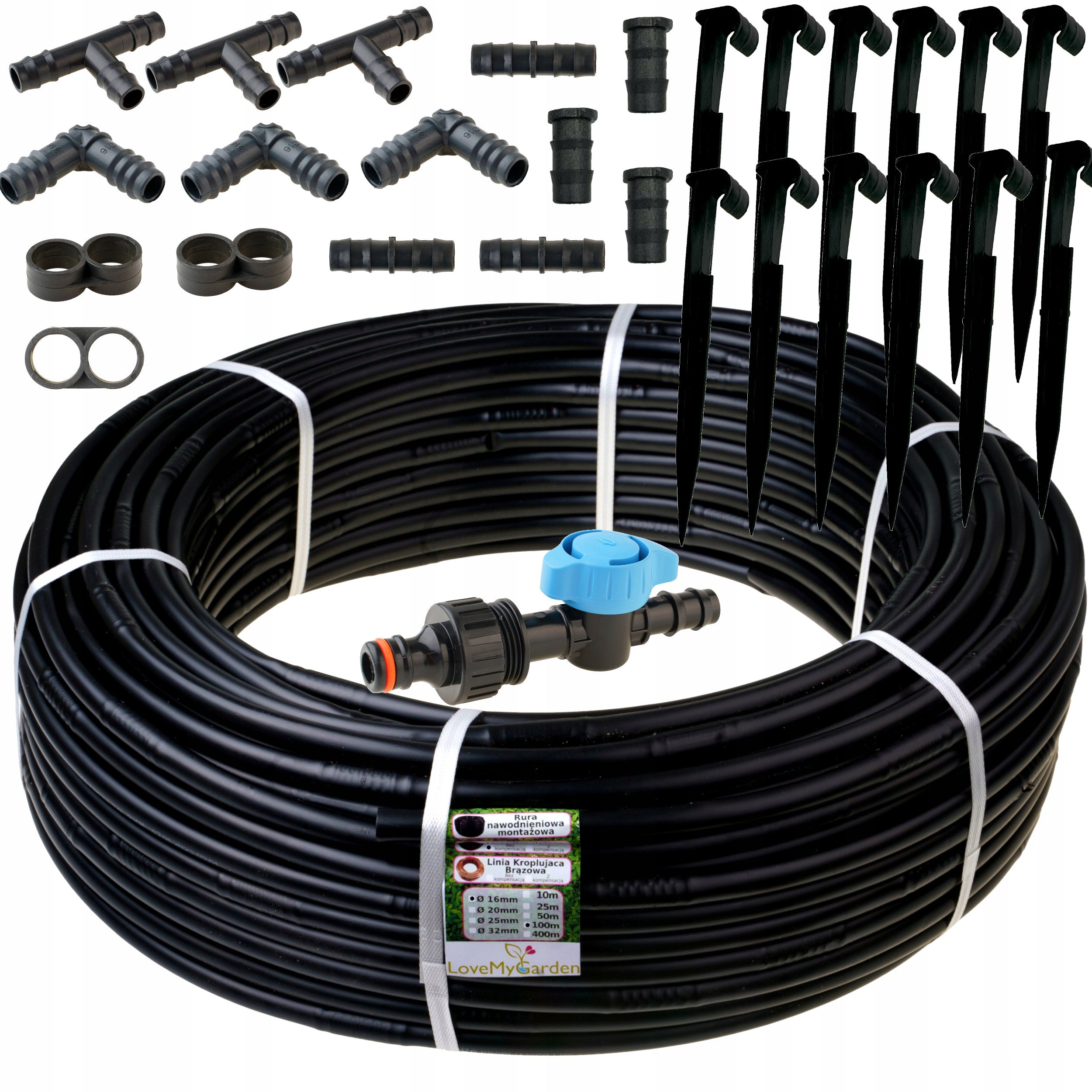 Drip Line 100m + 37 Accessories Watering Strong Durable Black