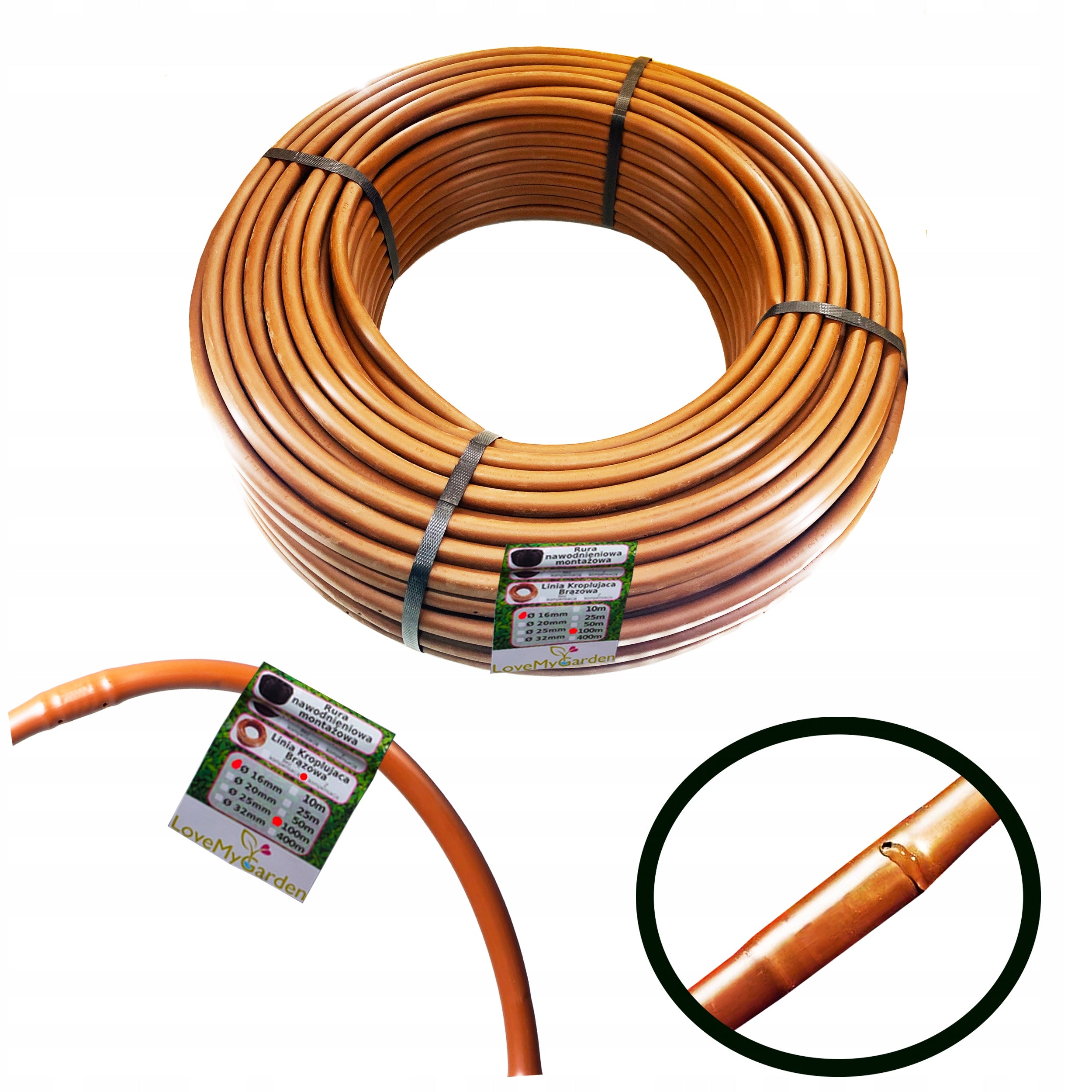 Drip Line 16mm 100m BRONZE Compensation Super Efficient Droplet Hose