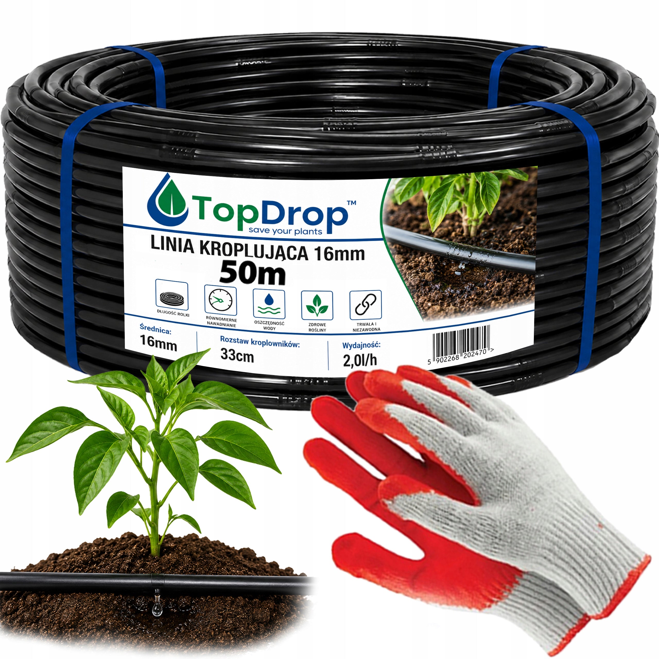 Drip Line 50m Drip Hose Pipe 16mm Irrigation Drip System