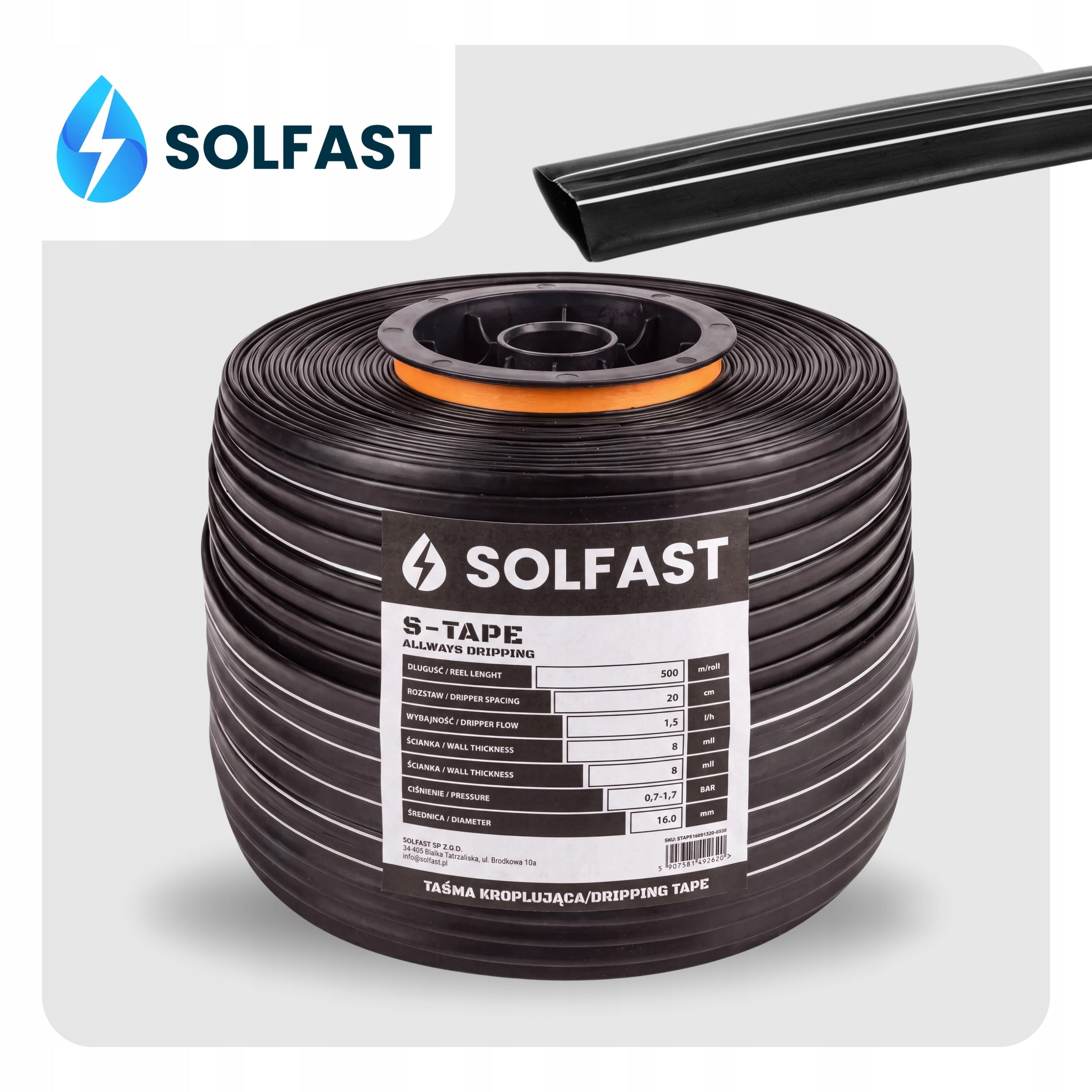 Drip Tape Drip Irrigation Hose Rope 1,5l/h 20cm 500m SOLFAST Packaging status original