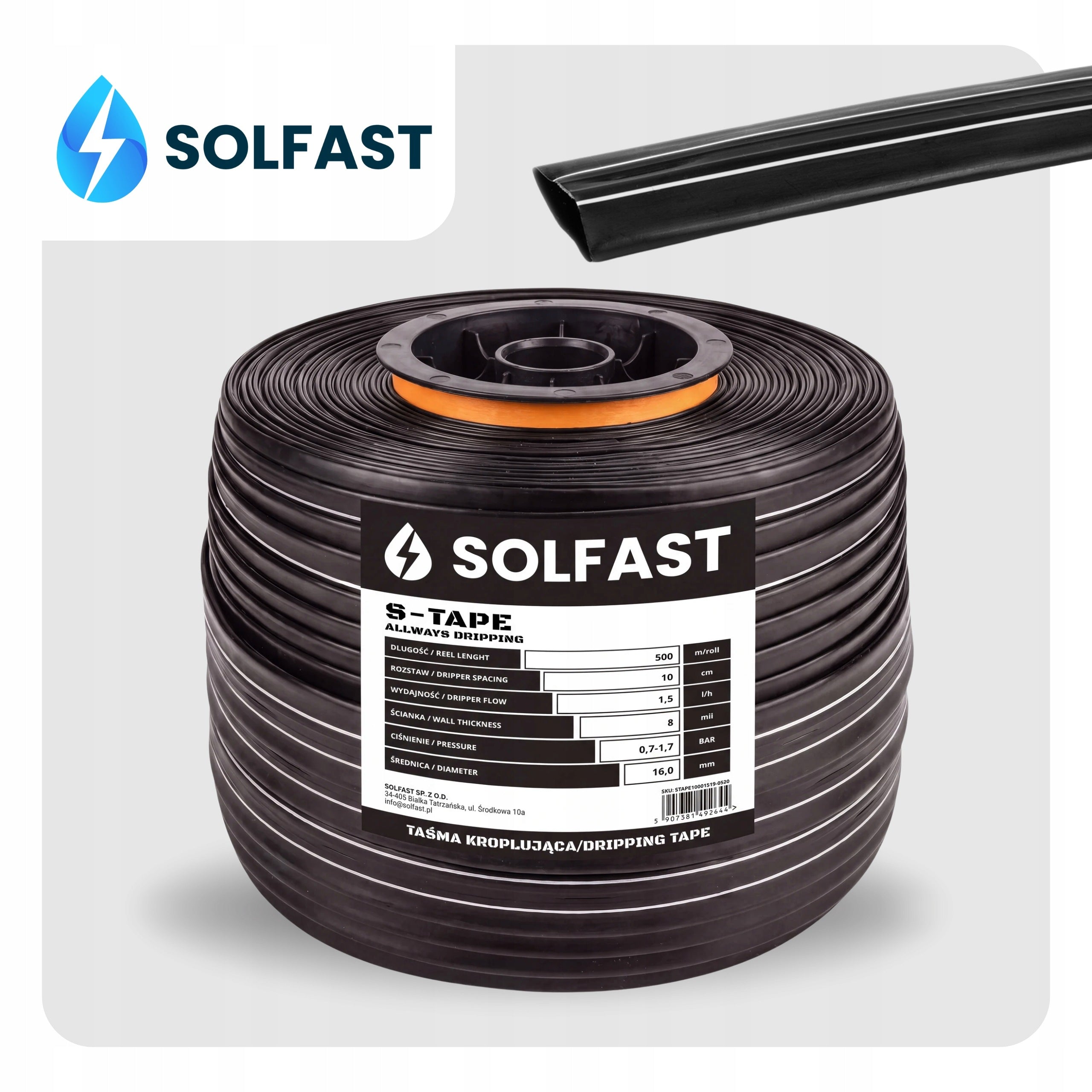 Drip Tape Irrigation Drip Hose Rope 1,5l/h 10cm 500m SOLFAST Packaging status original