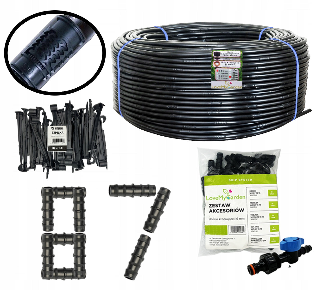 Drip line 16mm 100m with compensation 87 accessories Super Hose Strong