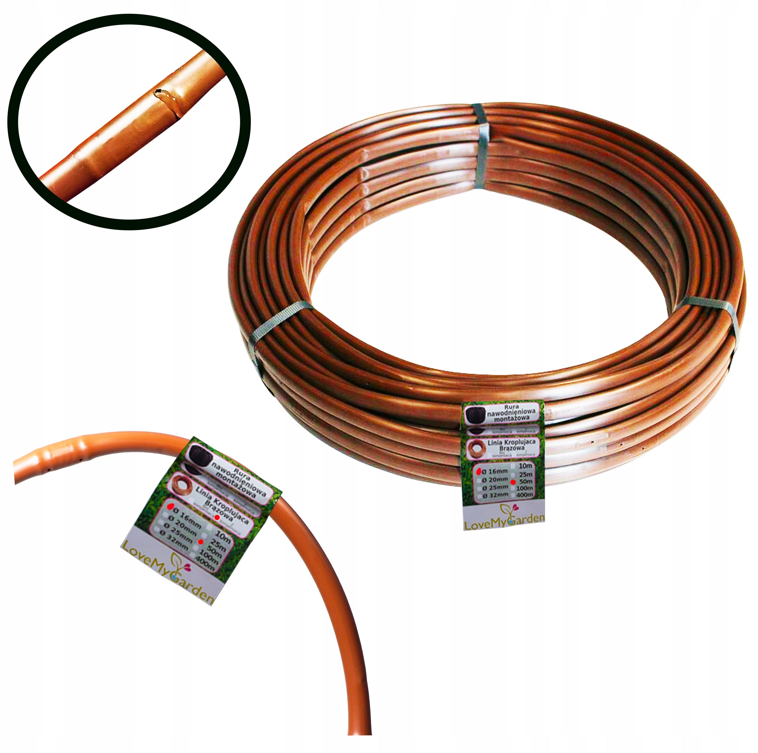 Drip line 16mm 50mb BROWN compensation 33cm Super Efficient Droplet
