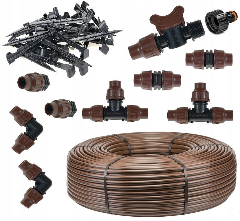Drip line 25m with pressure compensation set PREMIUM BROWN brown