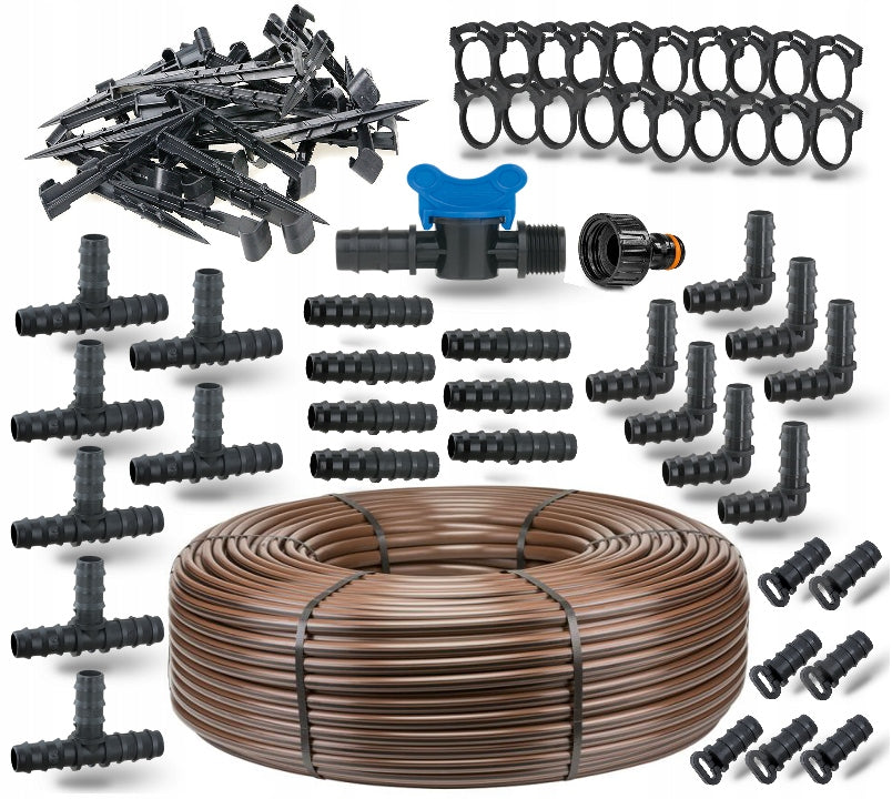 Drip line 50m bronze with pressure compensation + set of 100 accessories