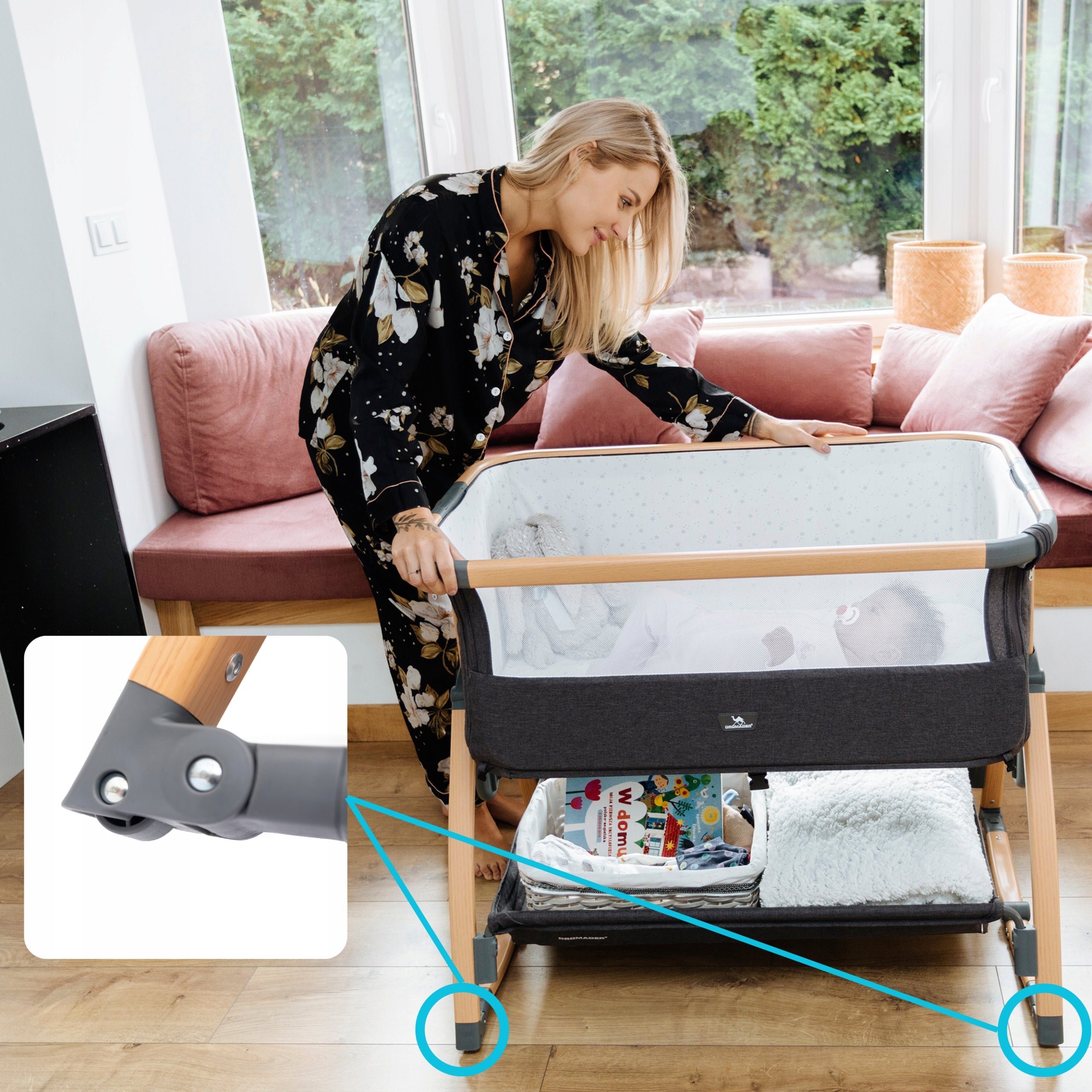 Dromader travel cot 2in1 extra bed with mattress and Raccoon bag Brand no brand