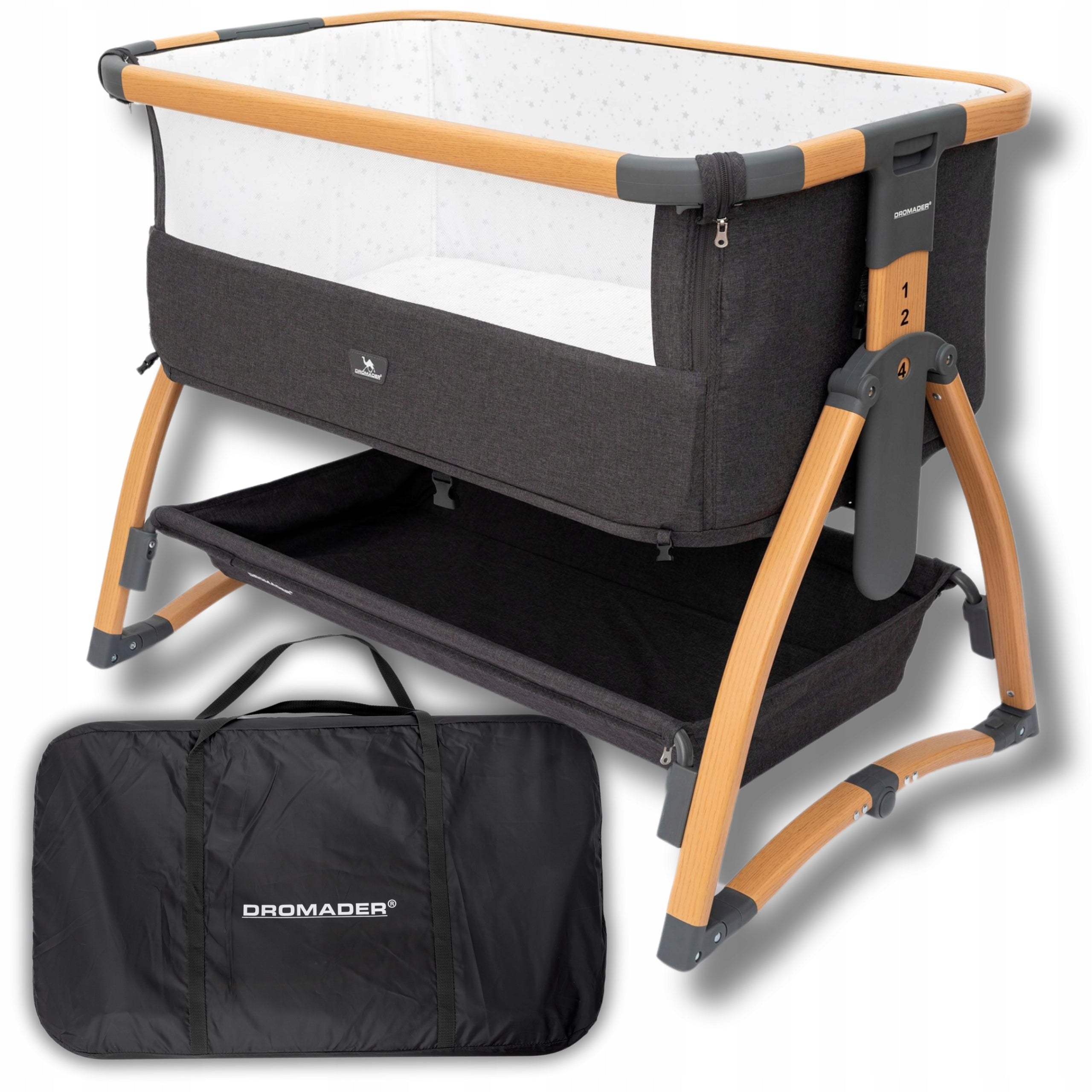 Dromader travel cot 2in1 extra bed with mattress and Raccoon bag