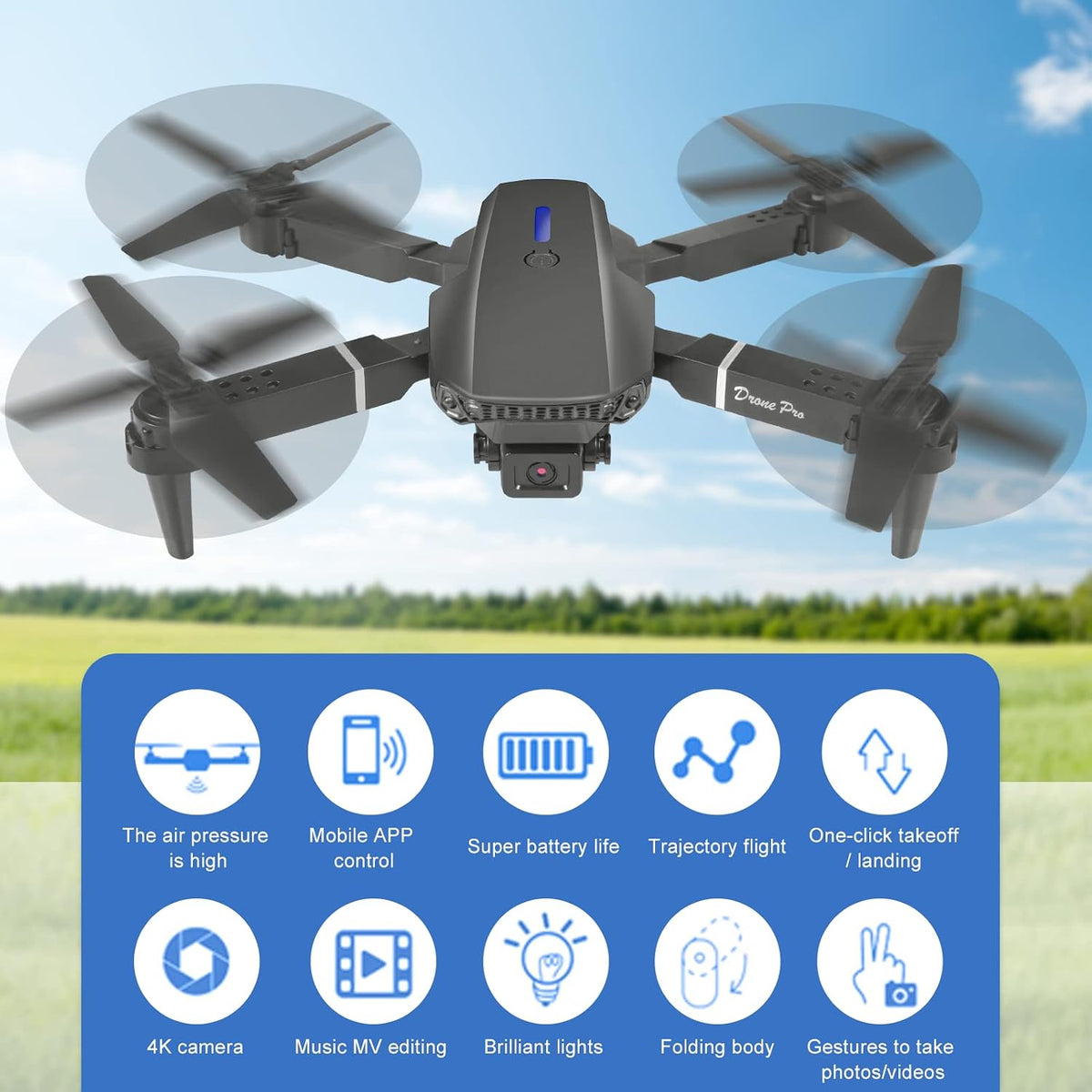 Drone F89 4K HD FPV Camera Foldable 2 Rechargeable WiFi Headless Mode Brand no brand