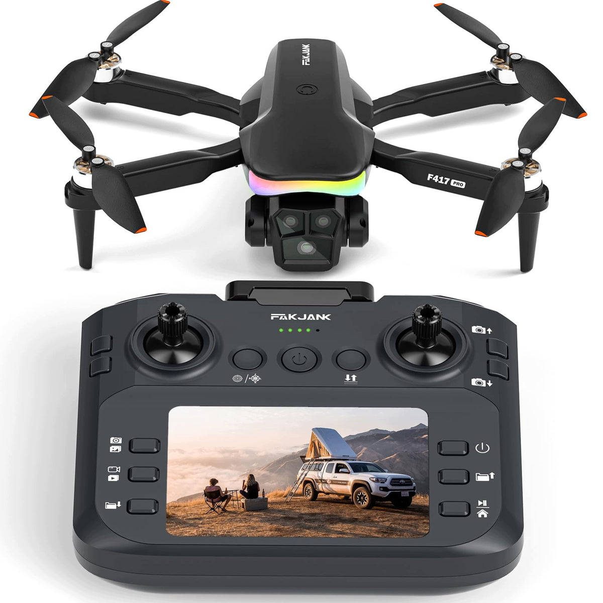 Drone FAKJANK F417 PRO LCD Screen 2 HD FPV Cameras 2 Rechargeable Batteries