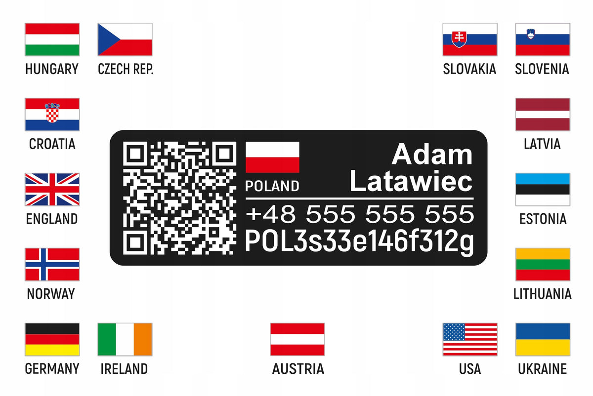 Drone plate, certificate, aku number, set EAN (GTIN) 5906617306038