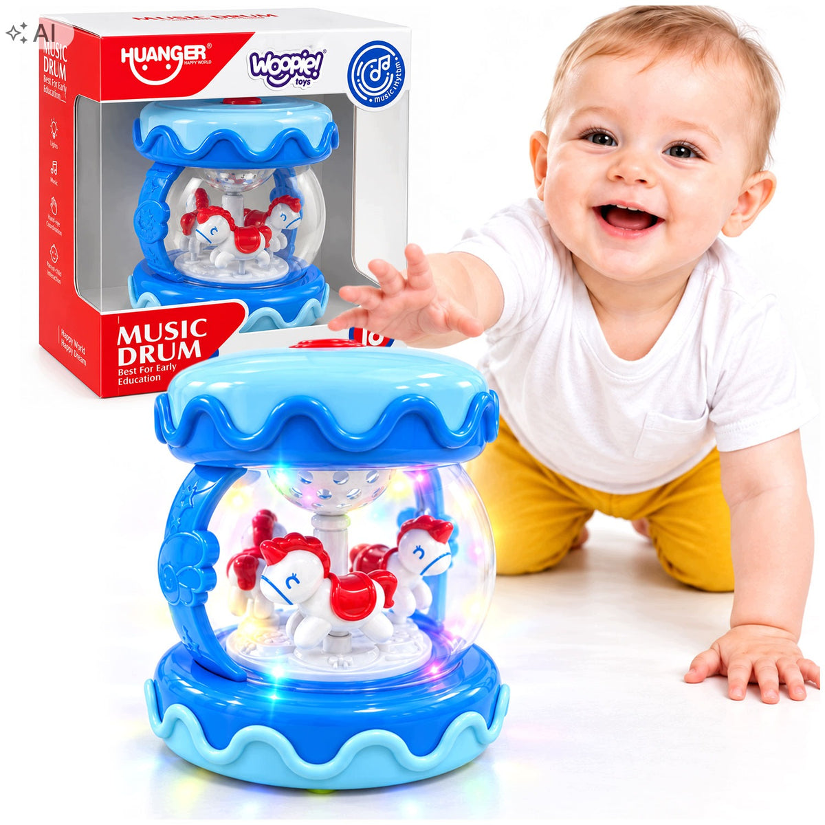Drum Music Box Projector 4in1 Music Toy + Learning to crawl