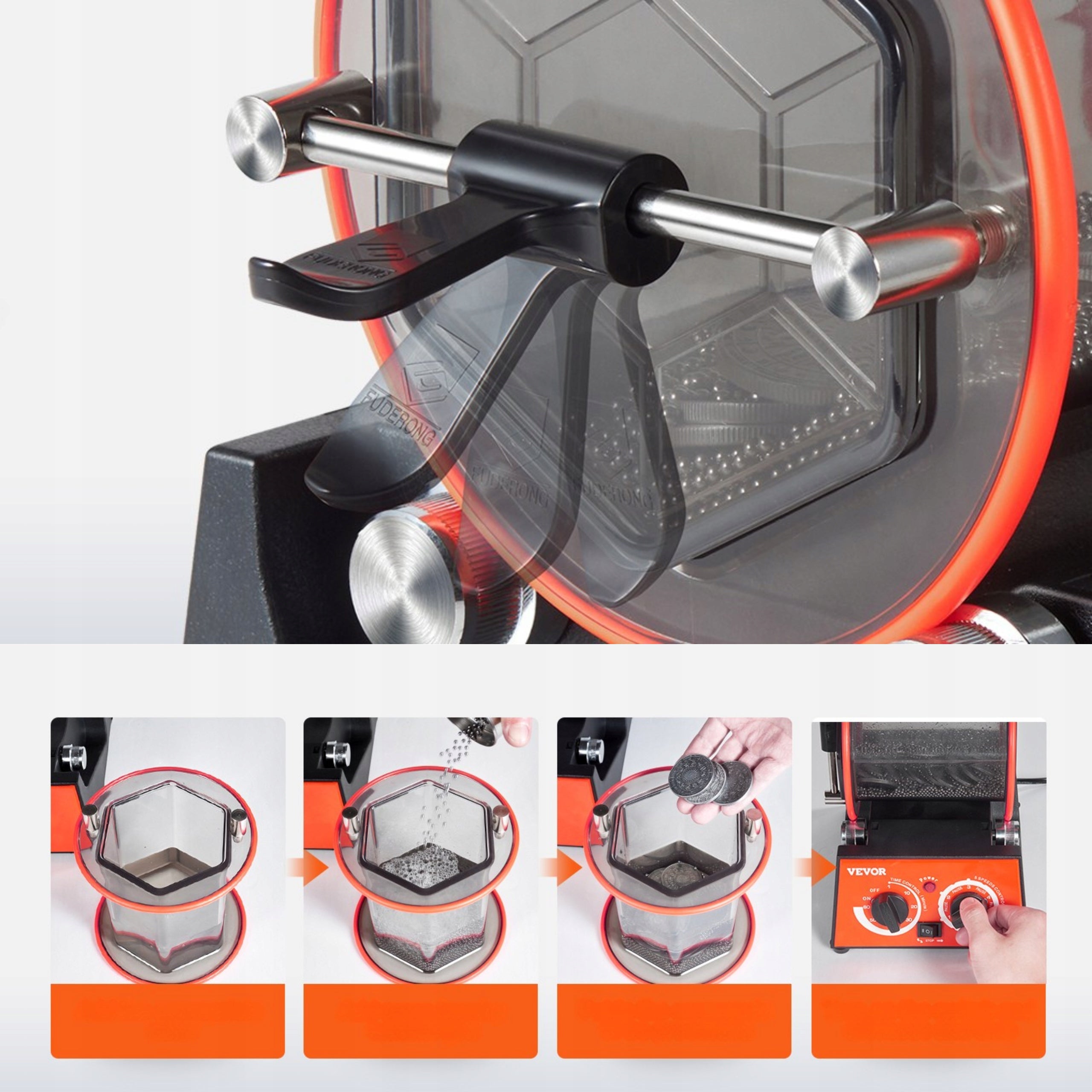 Drum Polisher for Polishing Jewelry Stones Gold Silver 3KG Rotating Packaging status original