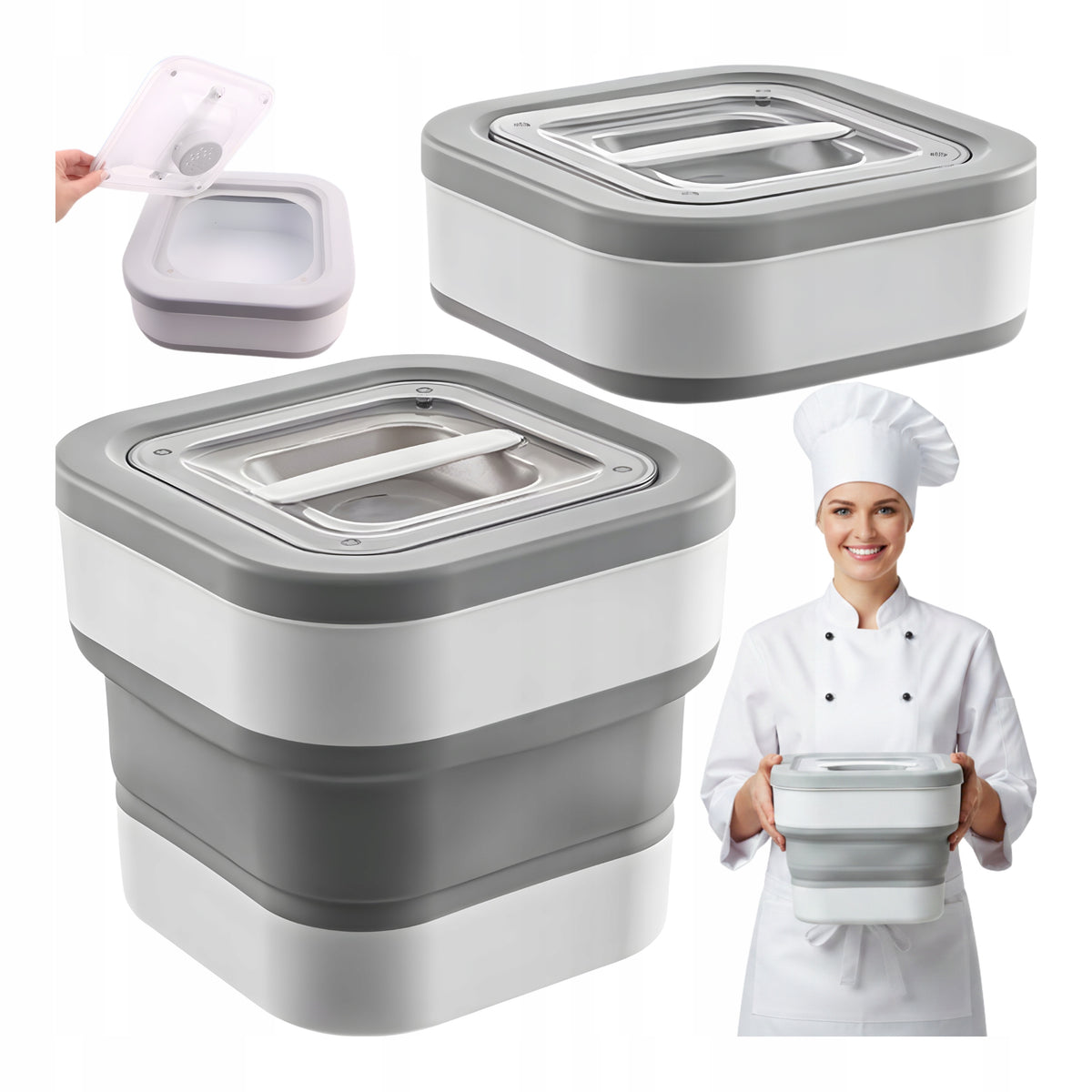 Dry Food Container Foldable Storage Silicone Scoop
