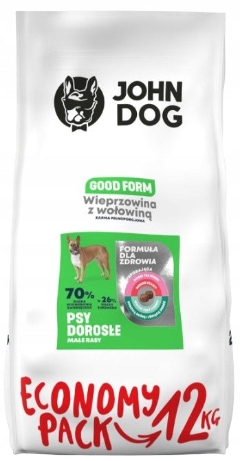 Dry dog food small breed PORK BEEF John Dog 12 kg