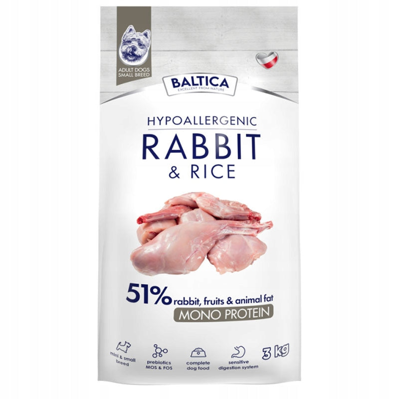 Dry food Baltica hypoallergenic rabbit and rice for small dogs 3 kg