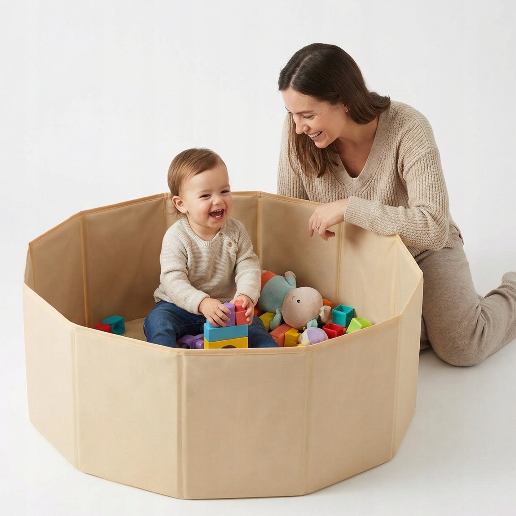 Dry pool folding playpen beige For Children 80x23 Selonis BS-100X empty