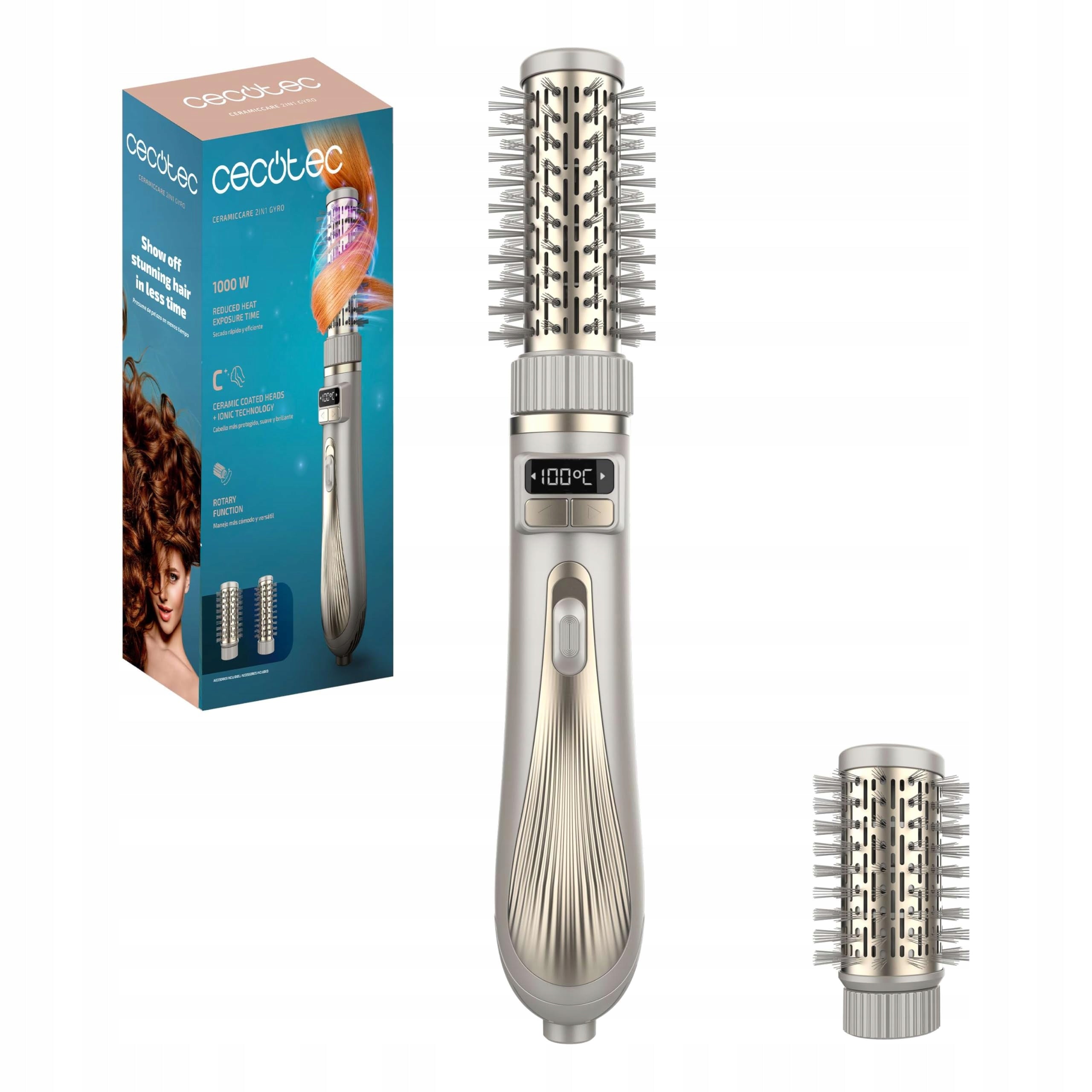 Dryer Cecotec CeramicCare 2in1 Gyro Blower Brush 1000 W