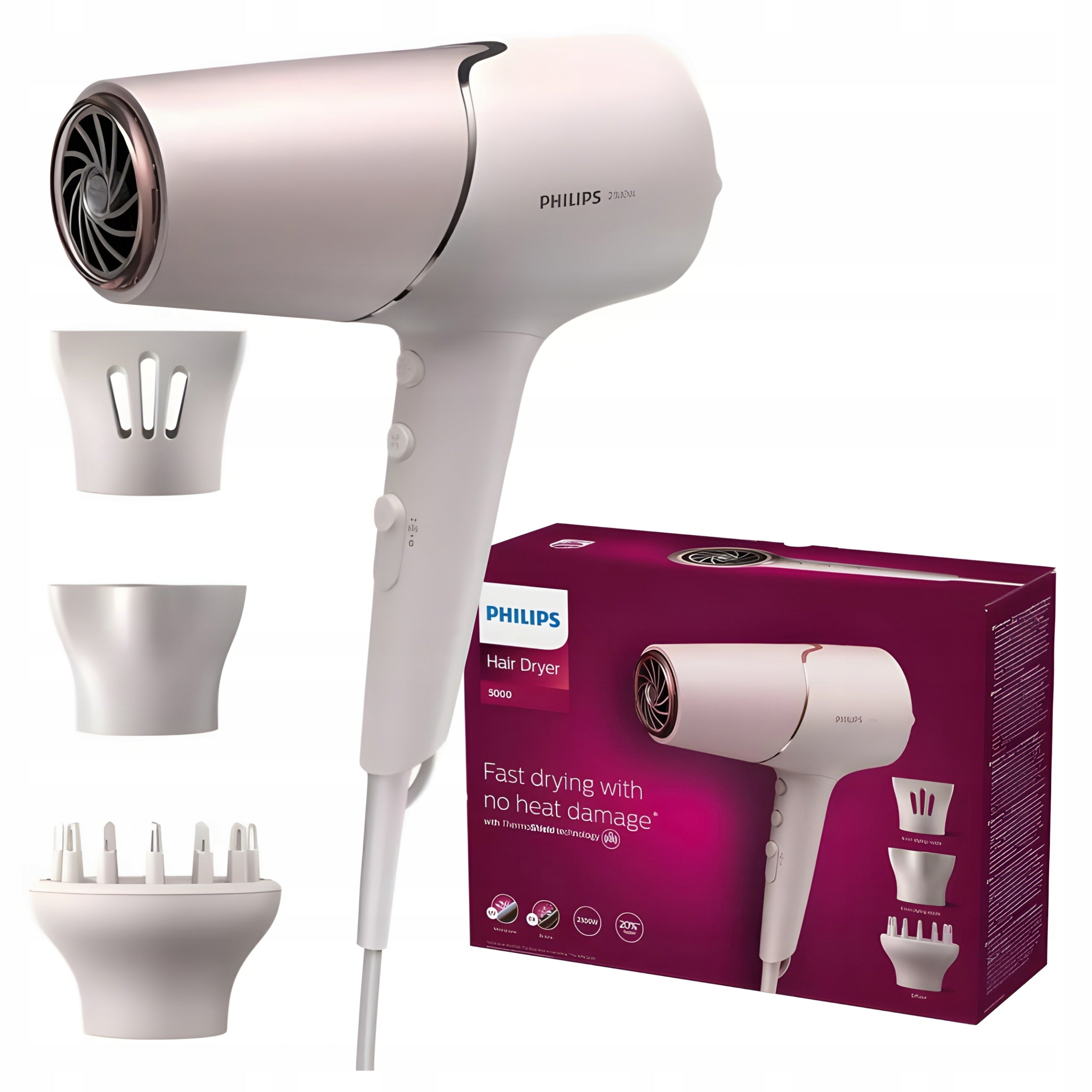 Dryer Philips BHD530/20 2300W ionization ThermoShield diffuser