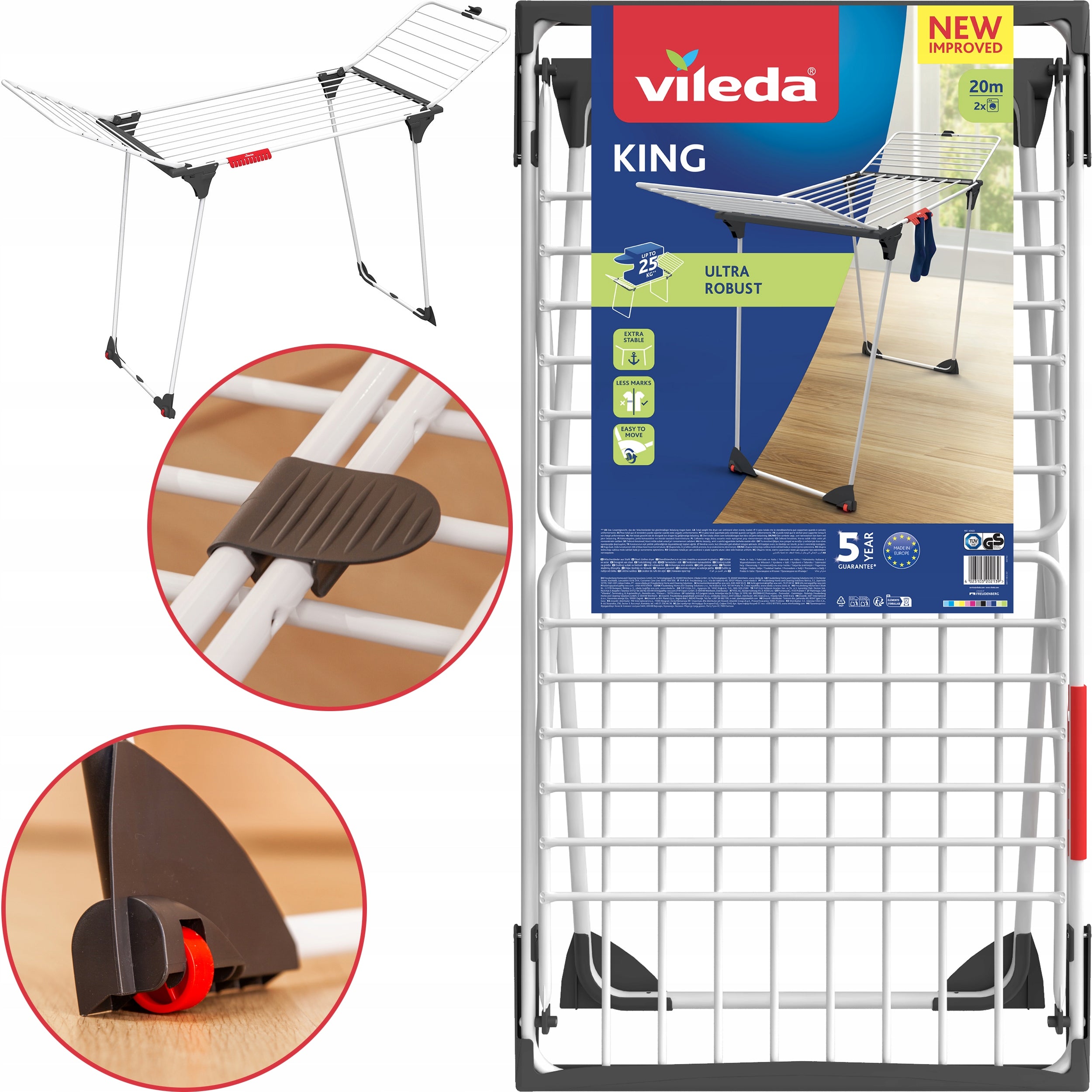 Dryer Vileda King Washing Underwear Thicker Rods Holds Up to 25kg