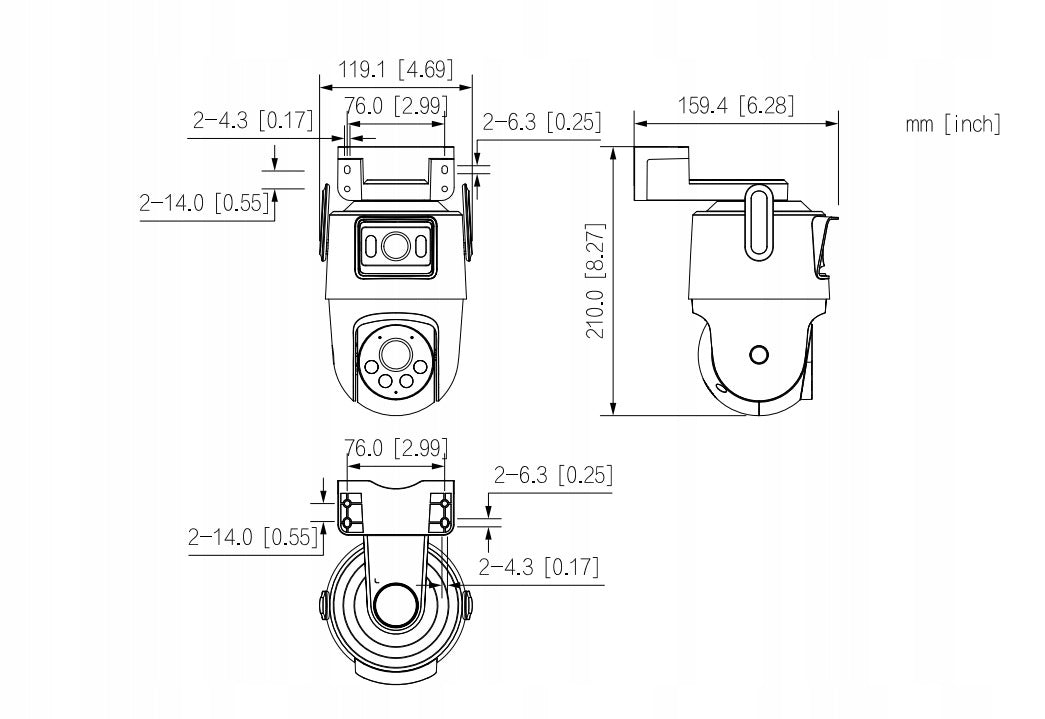 Dual Lens 6Mpx (3MP+3MP) P3D-3F-PV Dahua Outdoor Rotating WiFi Camera Manufacturer code P3D-3F-PV-0280B/0600B