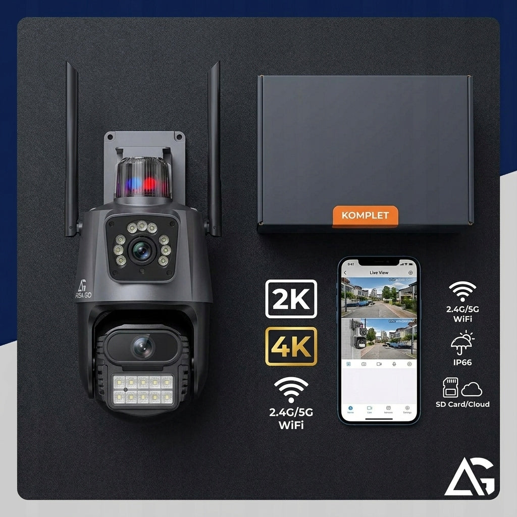 Dual Outdoor WIFI CAMERA Rotating IP ALARM APP ZOOM DETECTION Packaging status original