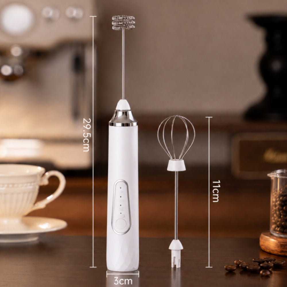 Dual-head milk frother, USB rechargeable, white Packaging status original