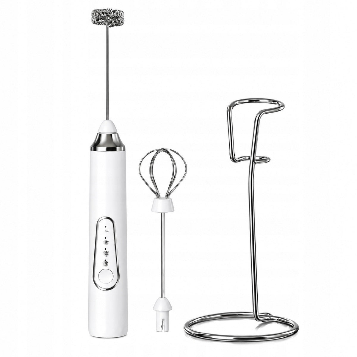 Dual-head milk frother, USB rechargeable, white