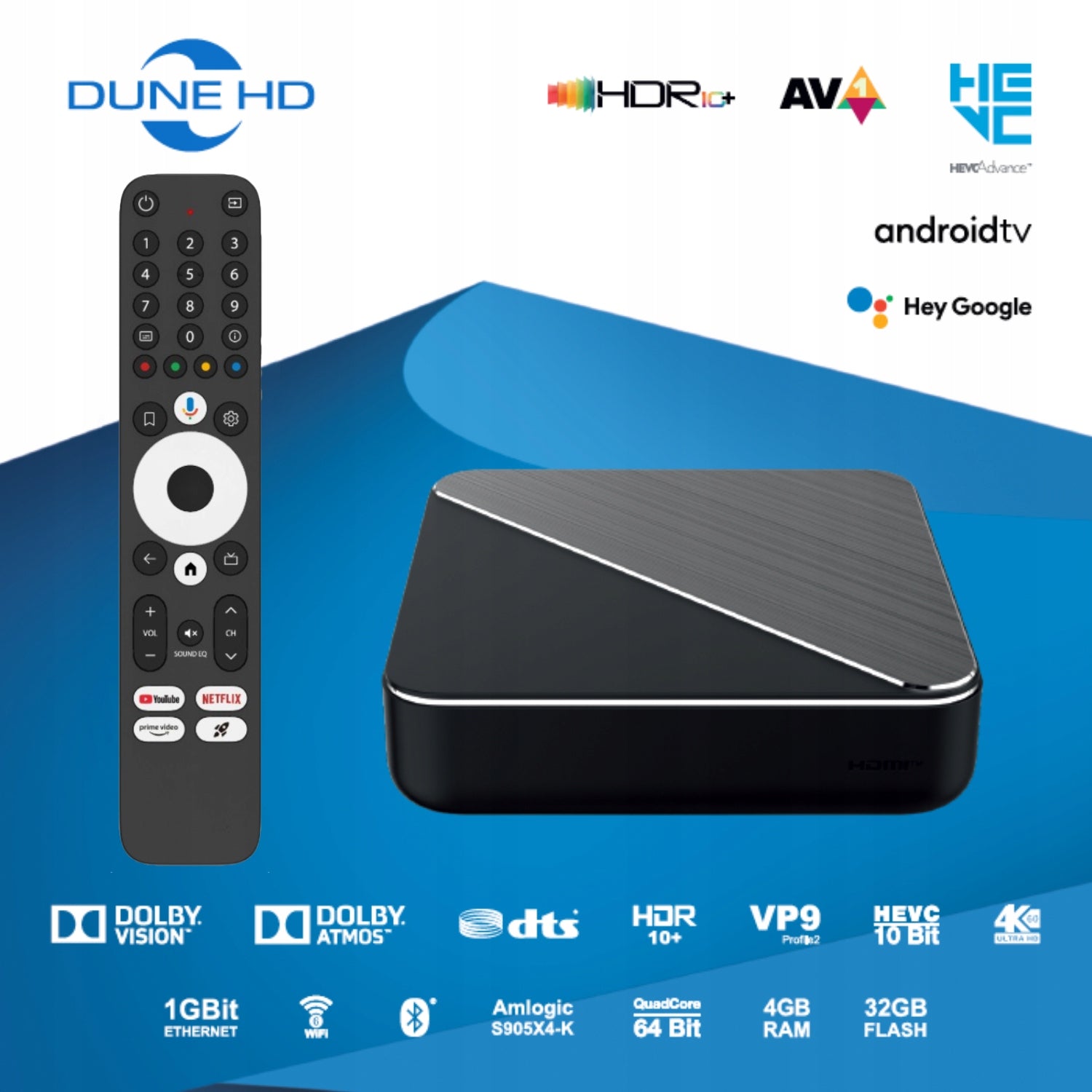 Dune HD Homatics Box R 4K Plus Android TV 14 Media Player, Netflix 4K Dolby Packaging status original