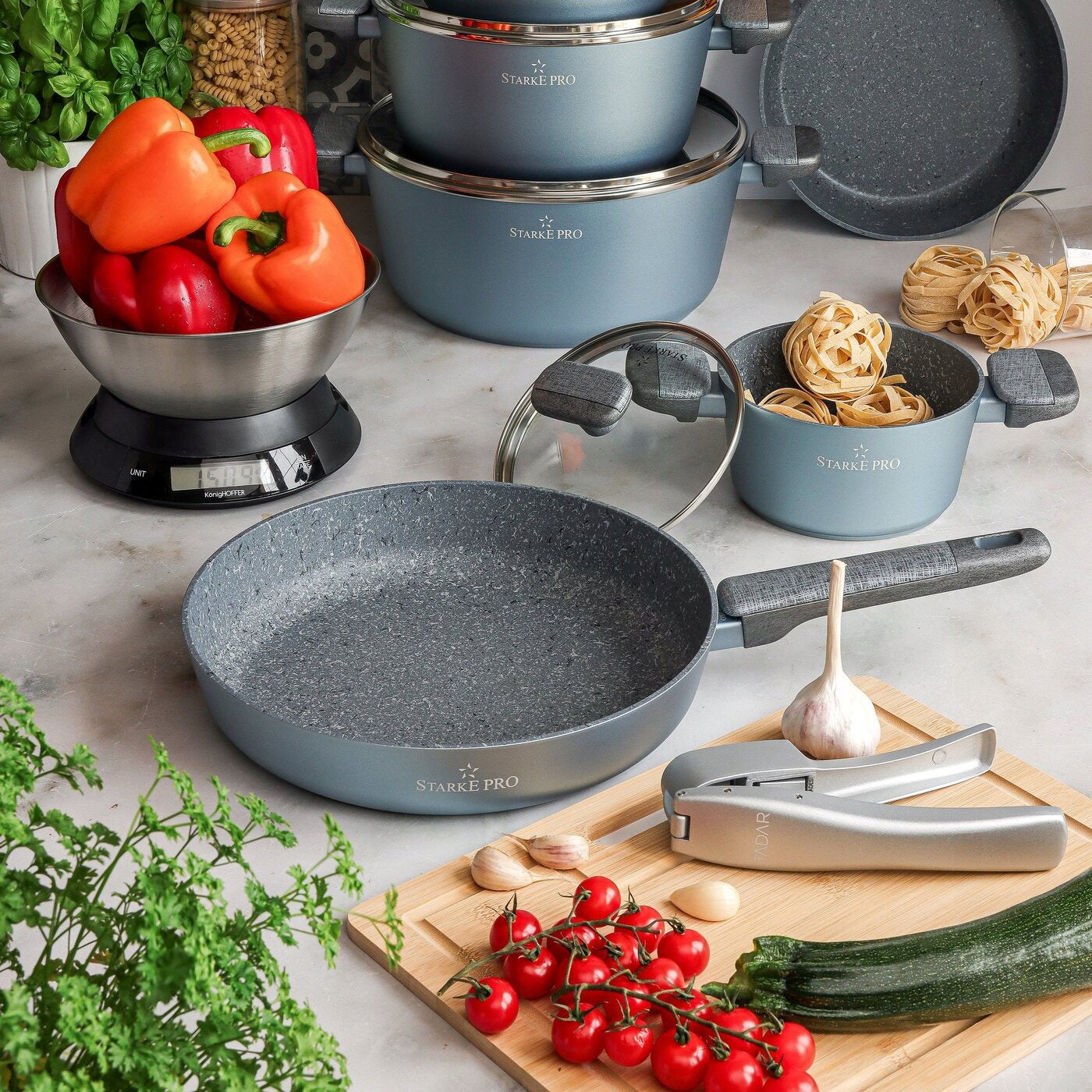 Durable PAN INDUCTION GAS NON STICK frying pan 24cm Double Starke Pro Brand Starke Pro