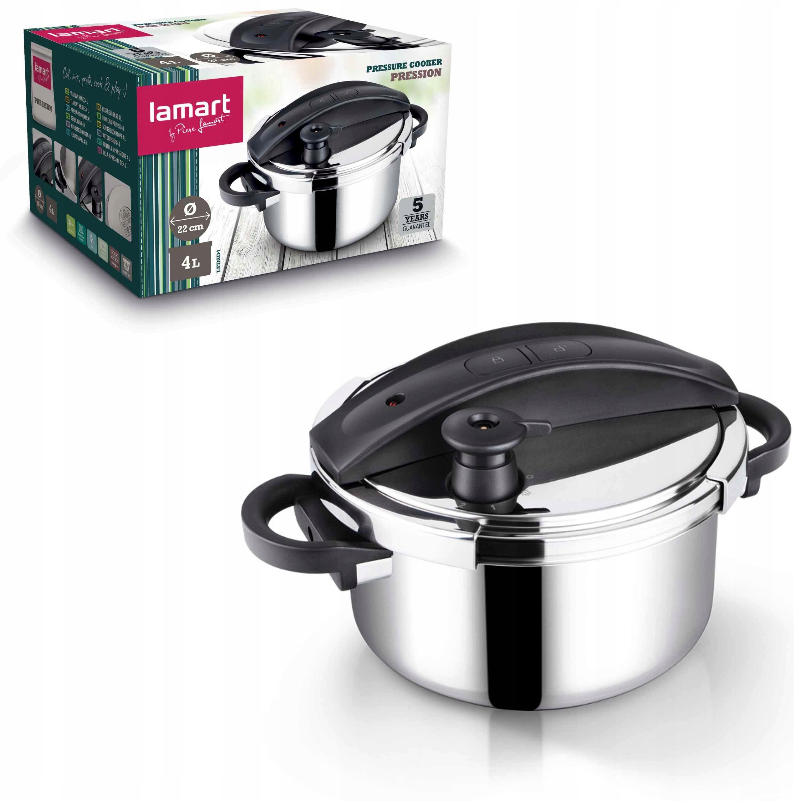 Durable Pressure Cooker Pression Lamart LTDSD4 4L Diameter 22cm Stainless Steel