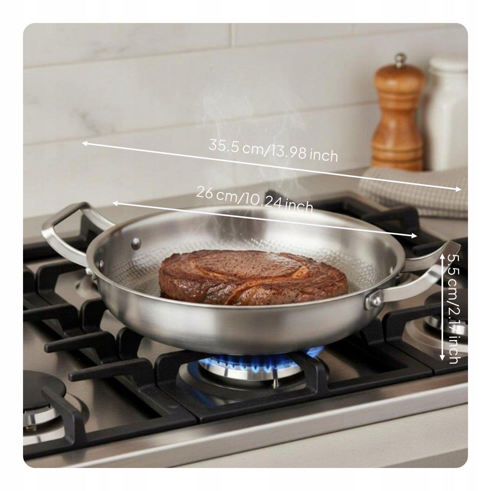 Durable Titanium Steel Frying Pan with Hammered Surface Non Stick 26CM Packaging status original