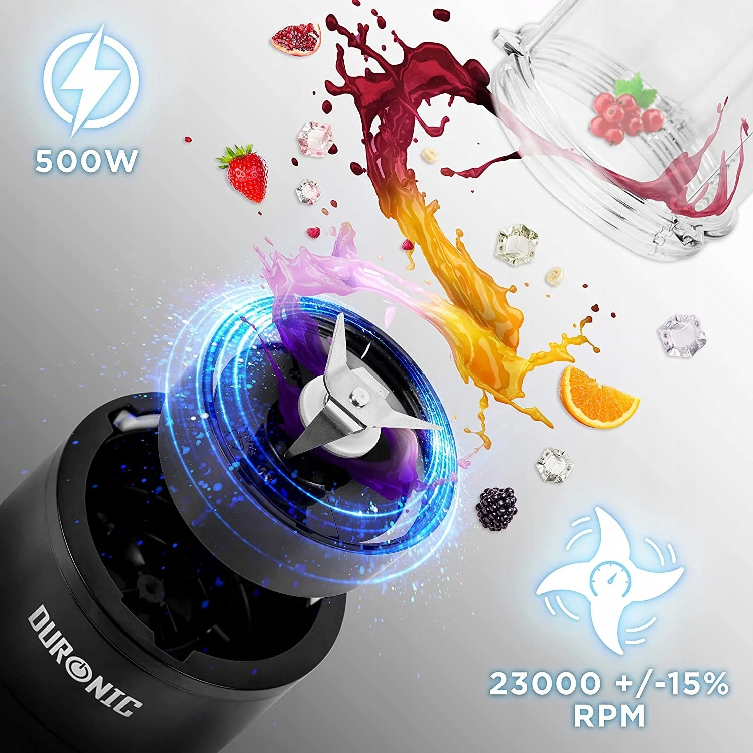 Duronic BL510 Mini Personal Blender Cup Blender with Water Bottle 500W Packaging status original