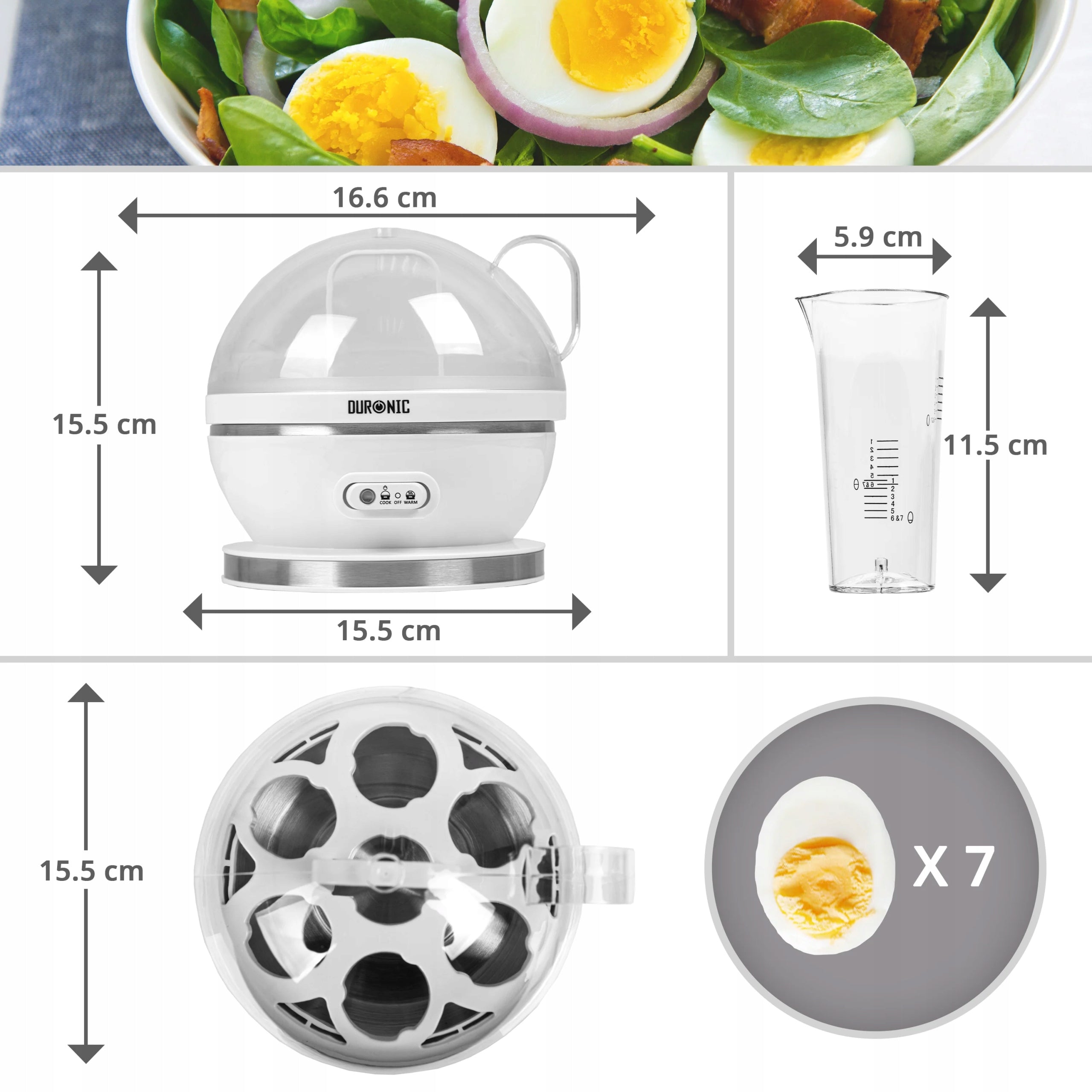 Duronic EB27 WE Egg Cooker 7 Eggs 400W Steamed Omelettes Brand Duronic