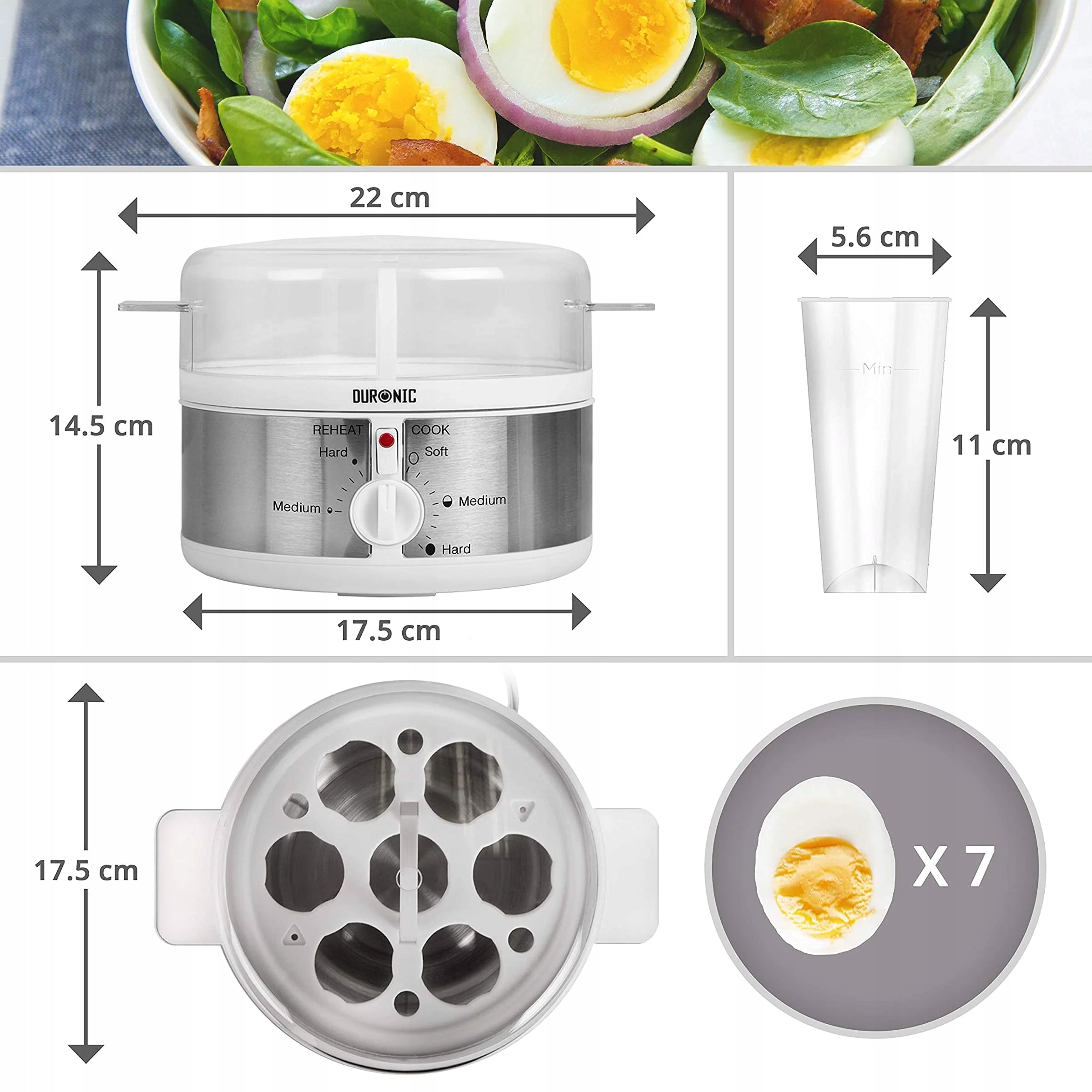 Duronic EB35 WE Egg cooker for cooking 7 eggs soft hard automatic EAN (GTIN) 5060184208765