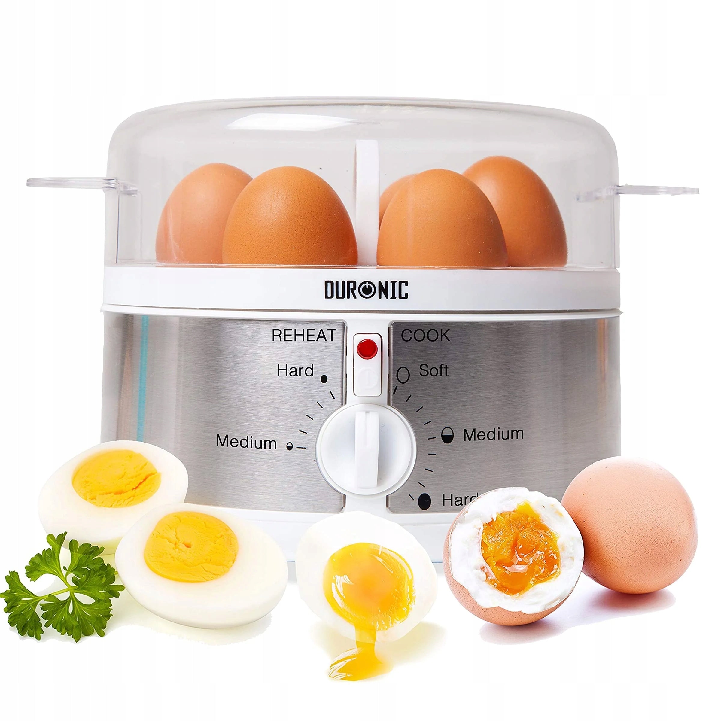 Duronic EB35 WE Egg cooker for cooking 7 eggs soft hard automatic