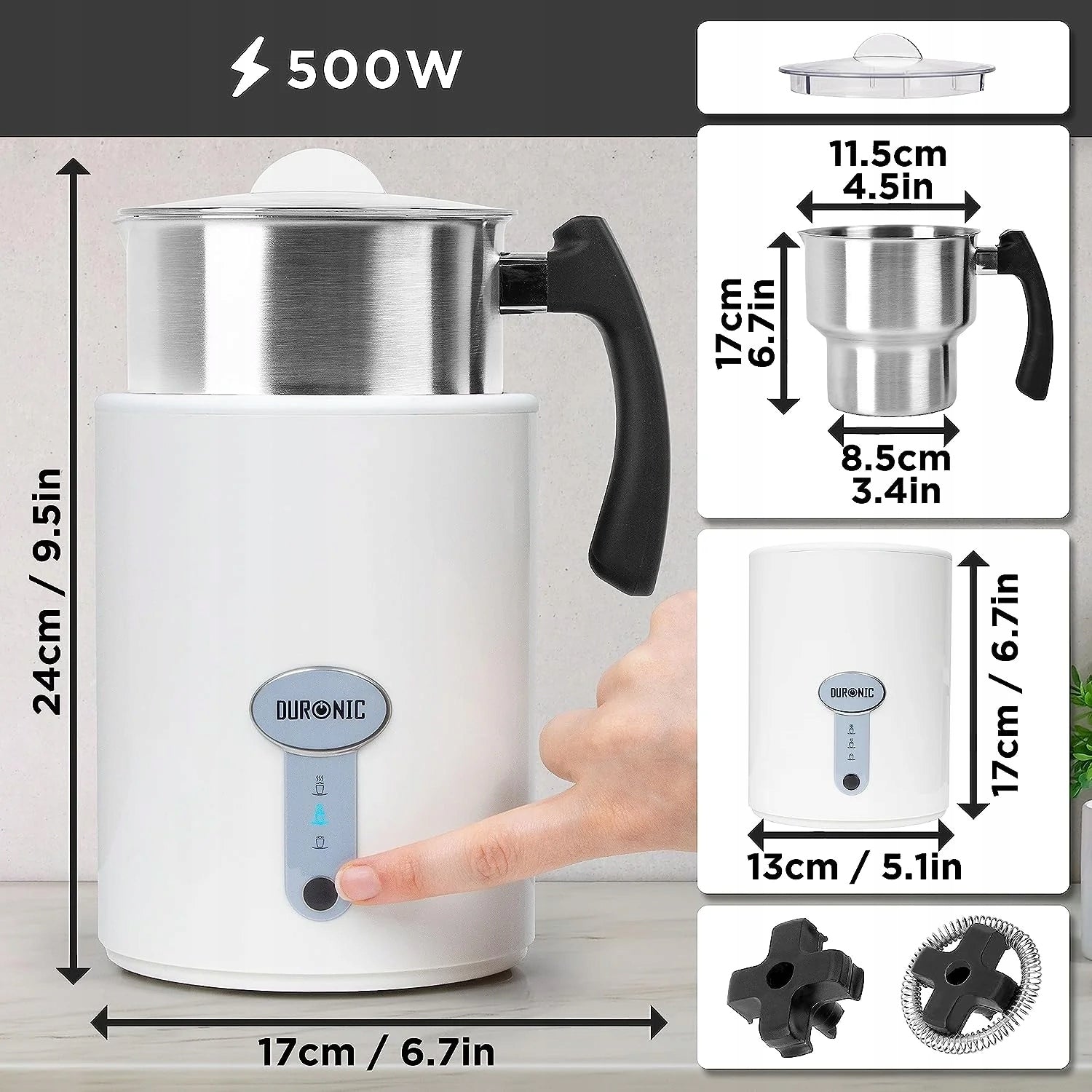 Duronic MF500 EC Automatic Milk frother electric heater Capacity 500 ml