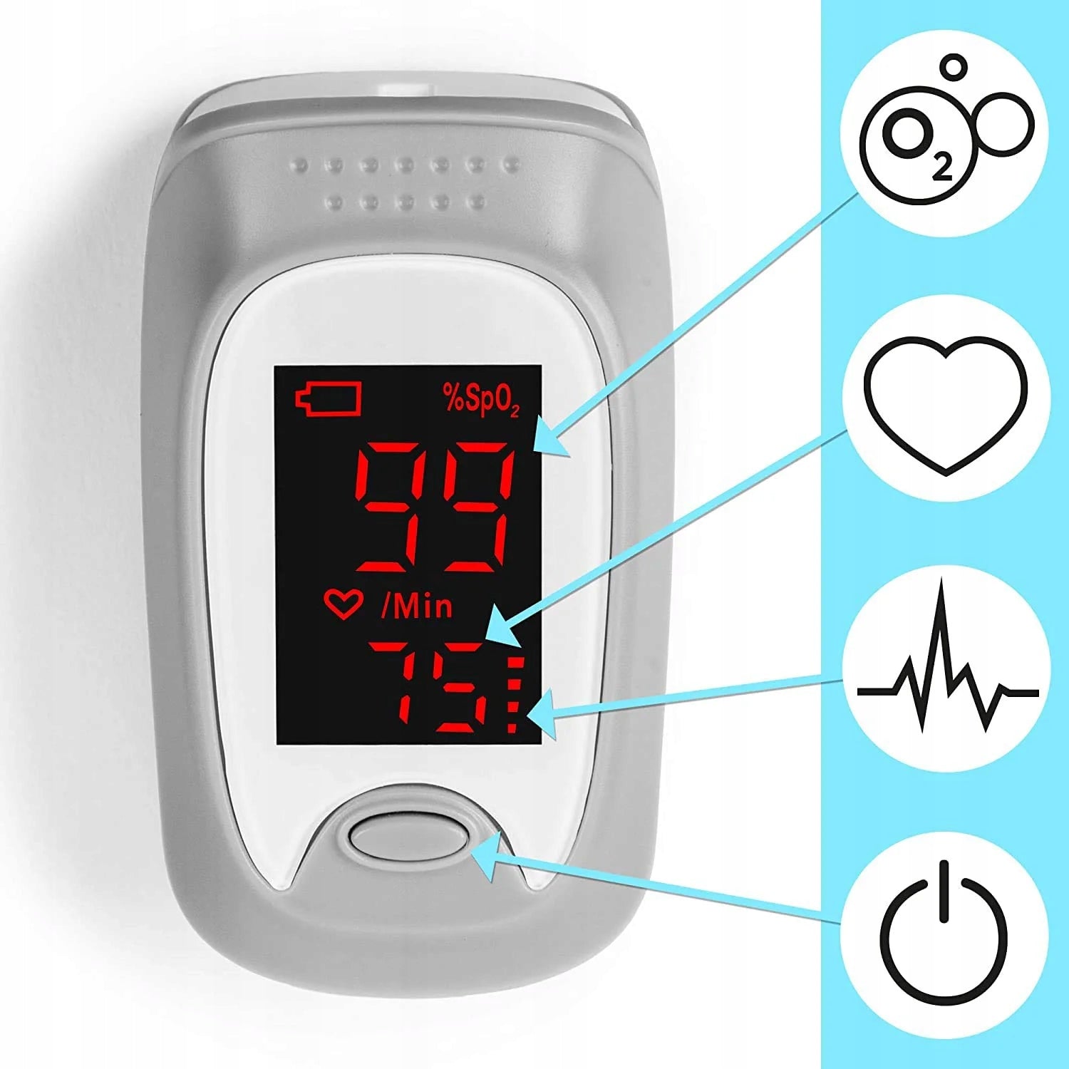 Duronic OX01R Medical Pulse Oximeter Children Adult Finger Display Batteries included yes