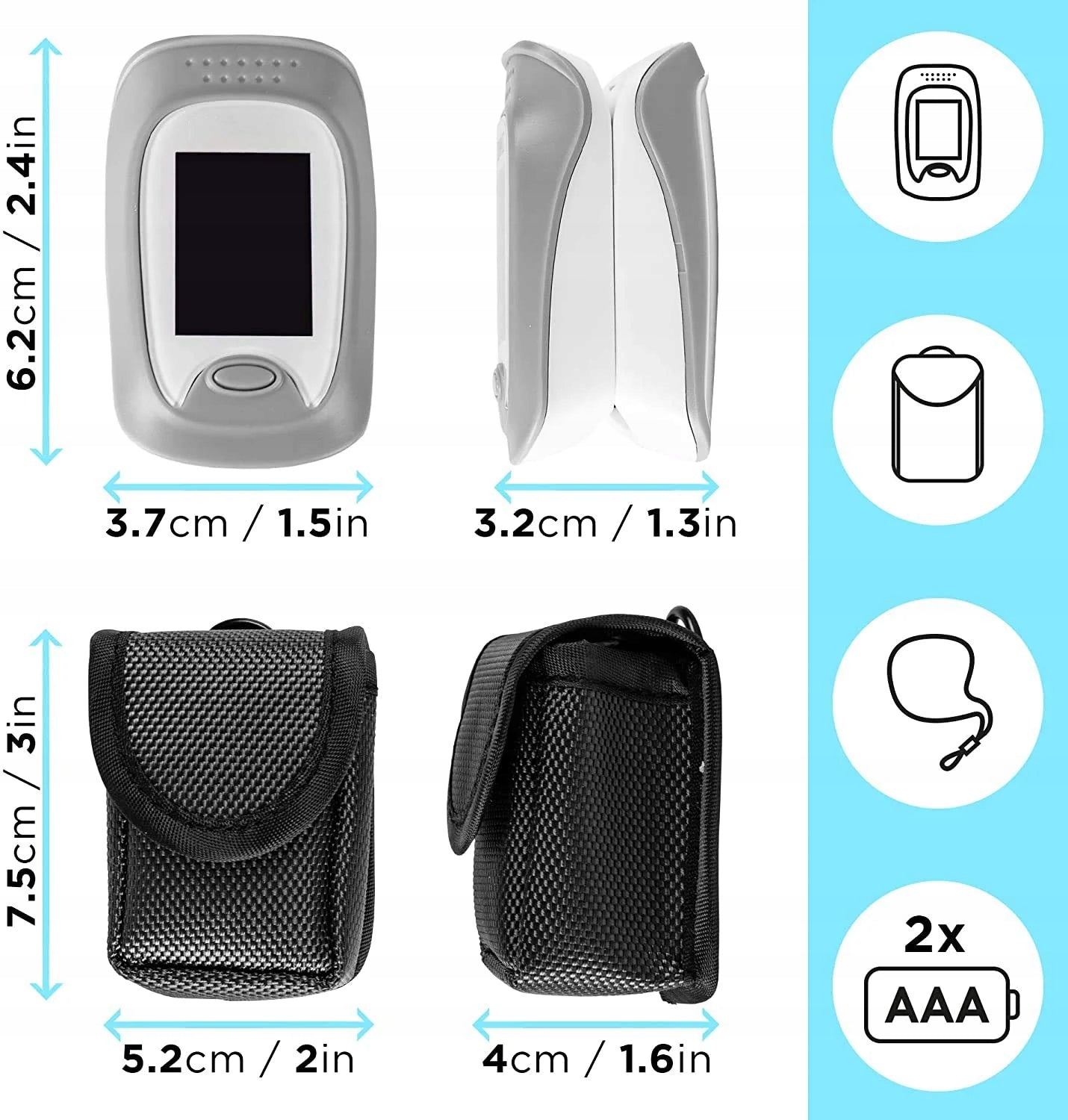Duronic OX01R Medical Pulse Oximeter Children Adult Finger Display Color gray
