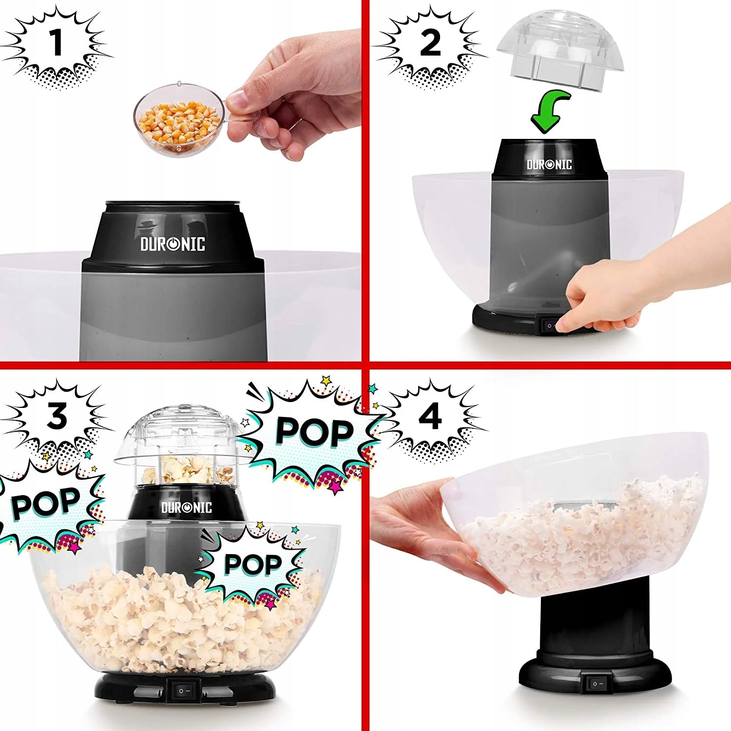 Duronic POP50 BK popcorn machine automatic 1200W Brand Duronic
