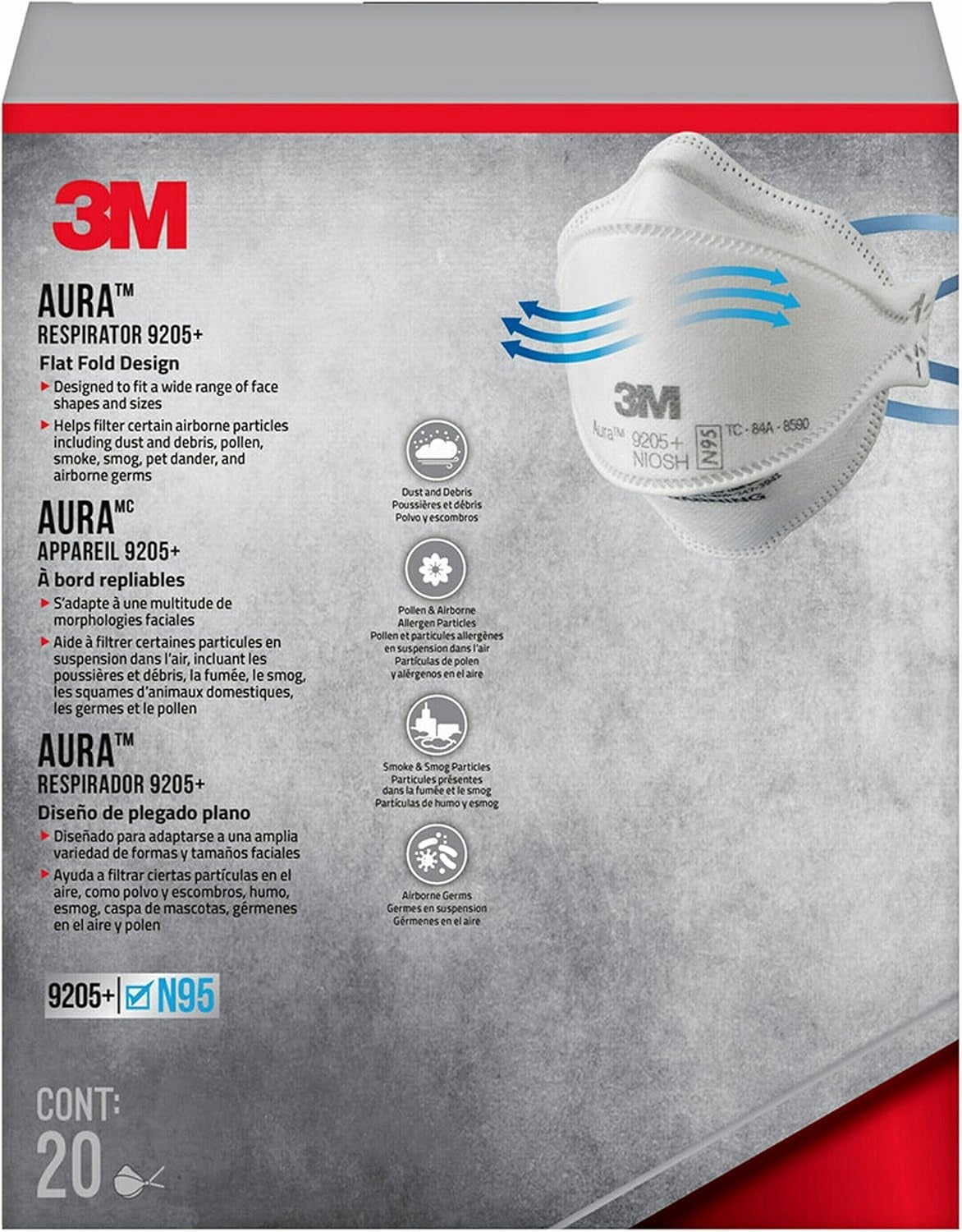 Dust mask 3M Aura respirator 9205+ mask 20sz Medical device no